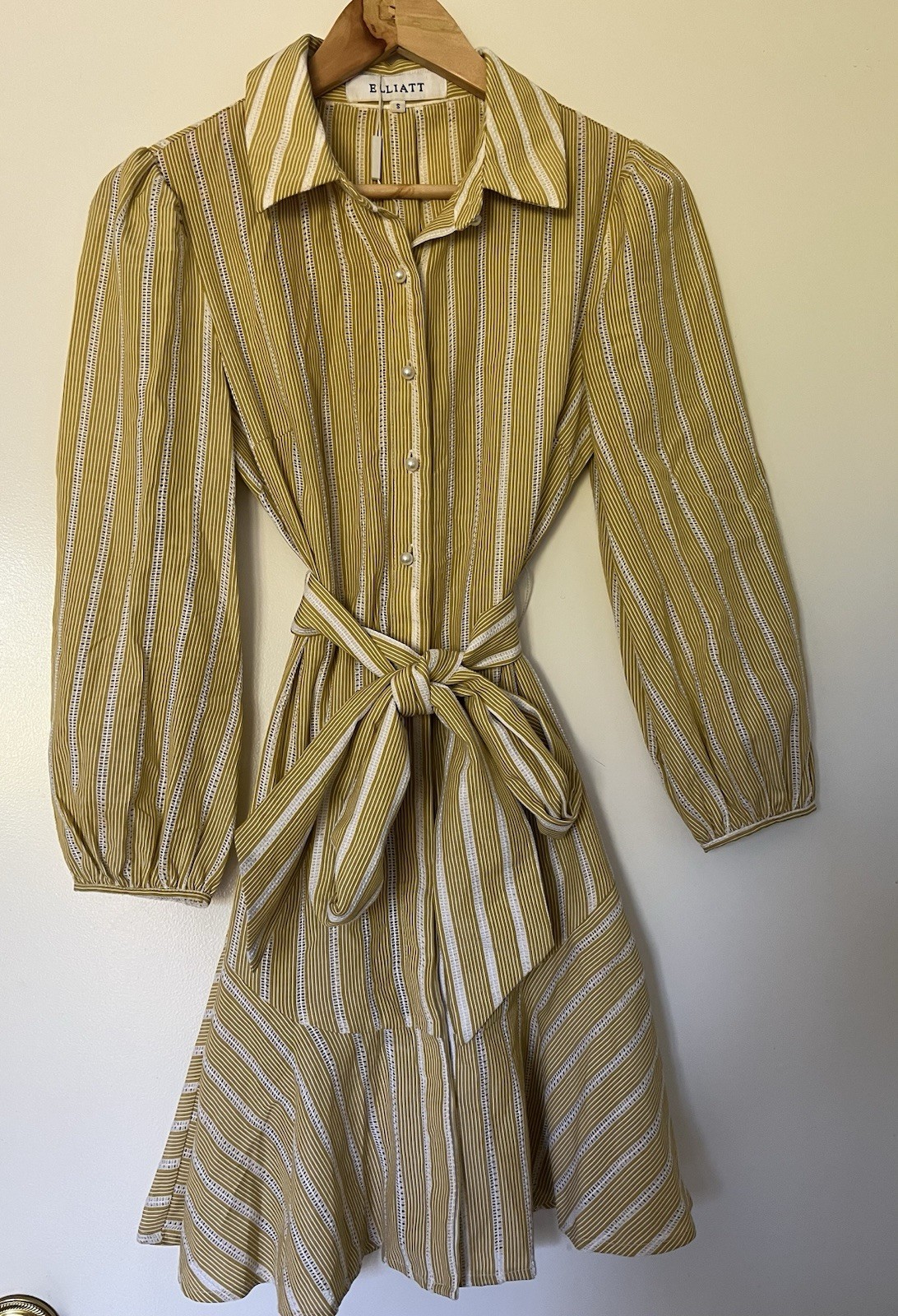 ELLIATT Yellow And White Striped Mini Short Dress Size Small/ AU 8 US 4