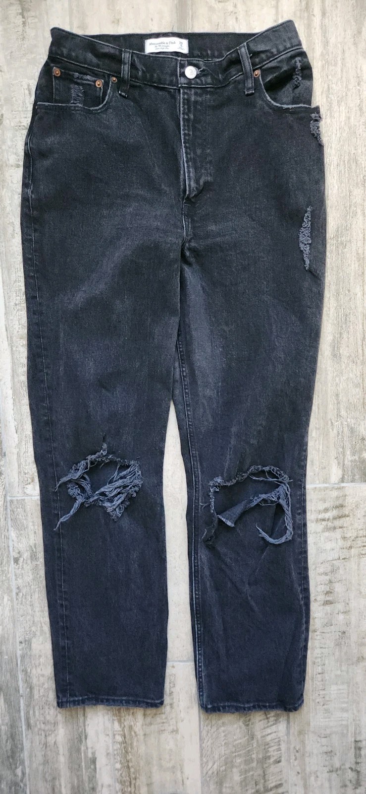 Abercrombie & Fitch Curve Love 90s Straight Ultra High Rise 29/8 R Black Jeans