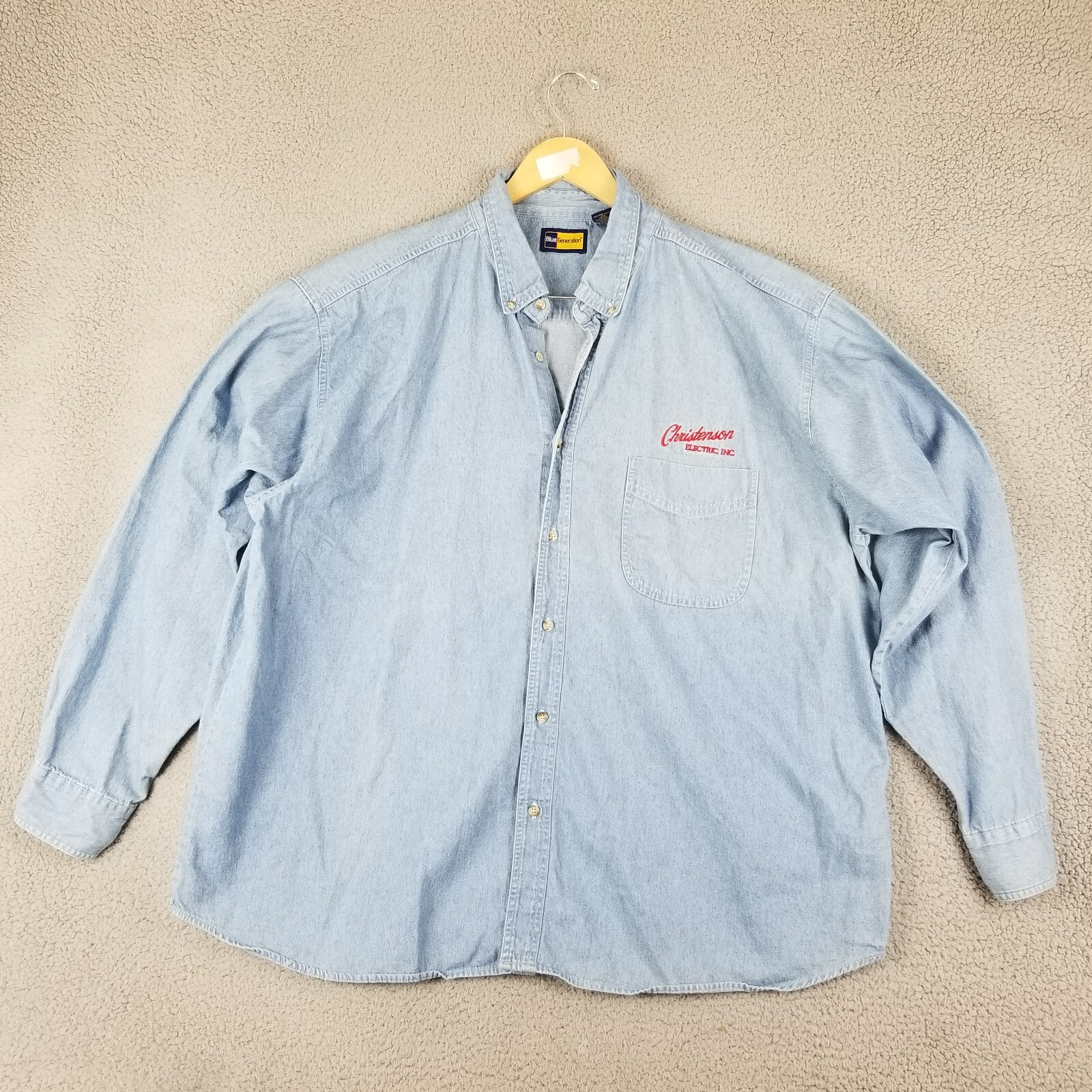 Blue Generation Denim Shirt Men 3XL Christenson Electric Portland PDX Workwear