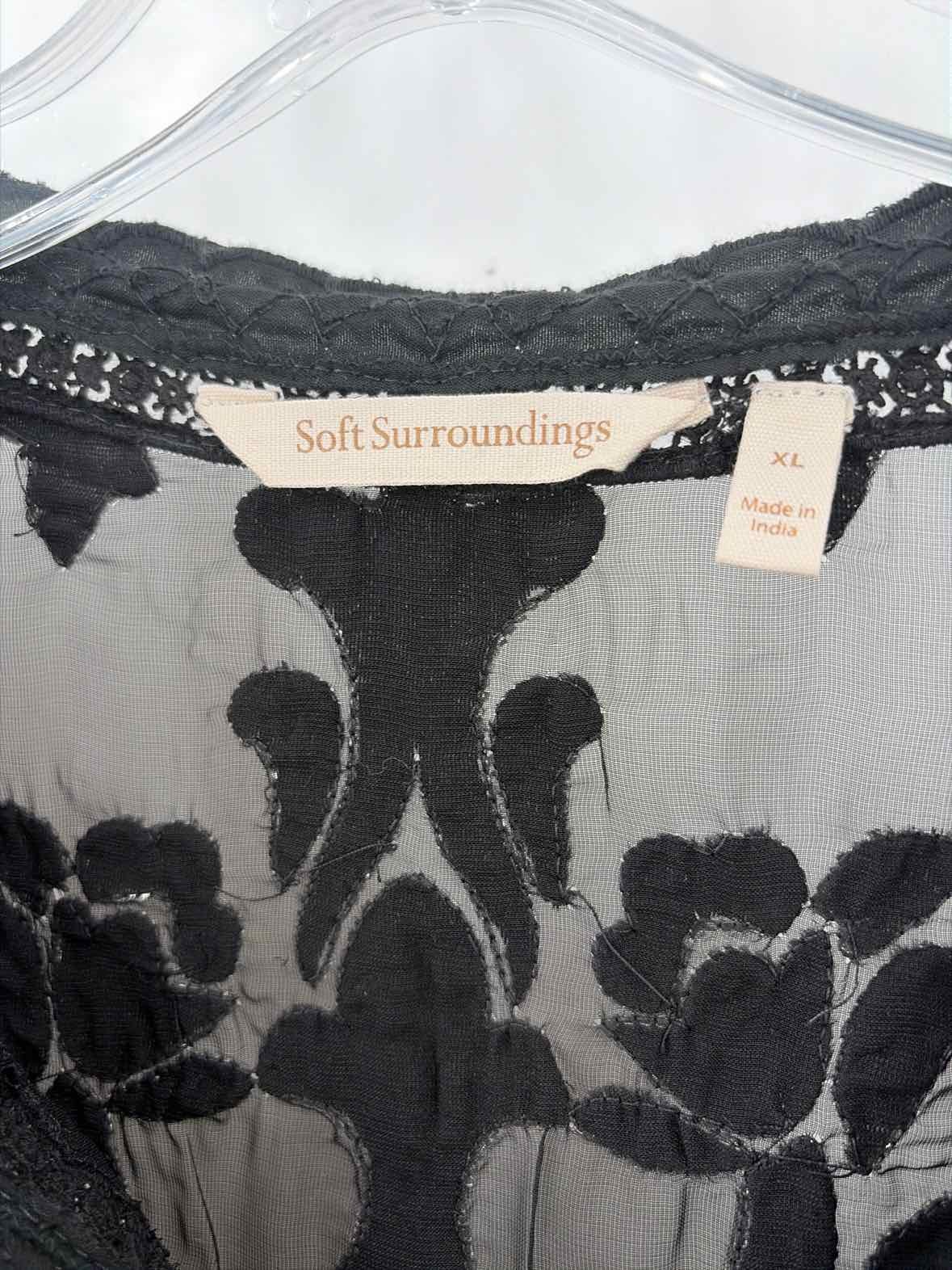 Pre-Owned Soft Surroundings Black Size XL Long Sleeve Blouse