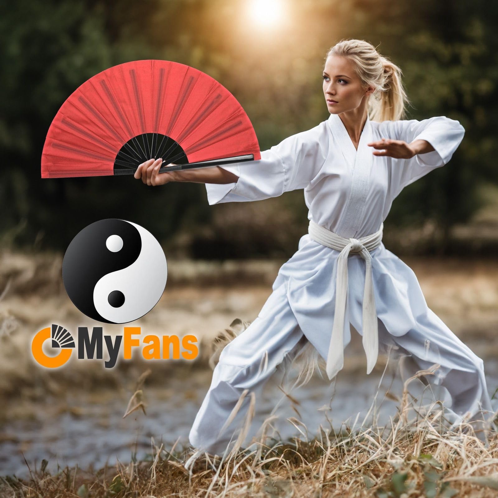 Large Rave Folding Hand Fan – Foldable Chinese Tai Chi Kung Fu fan – Ideal fo…