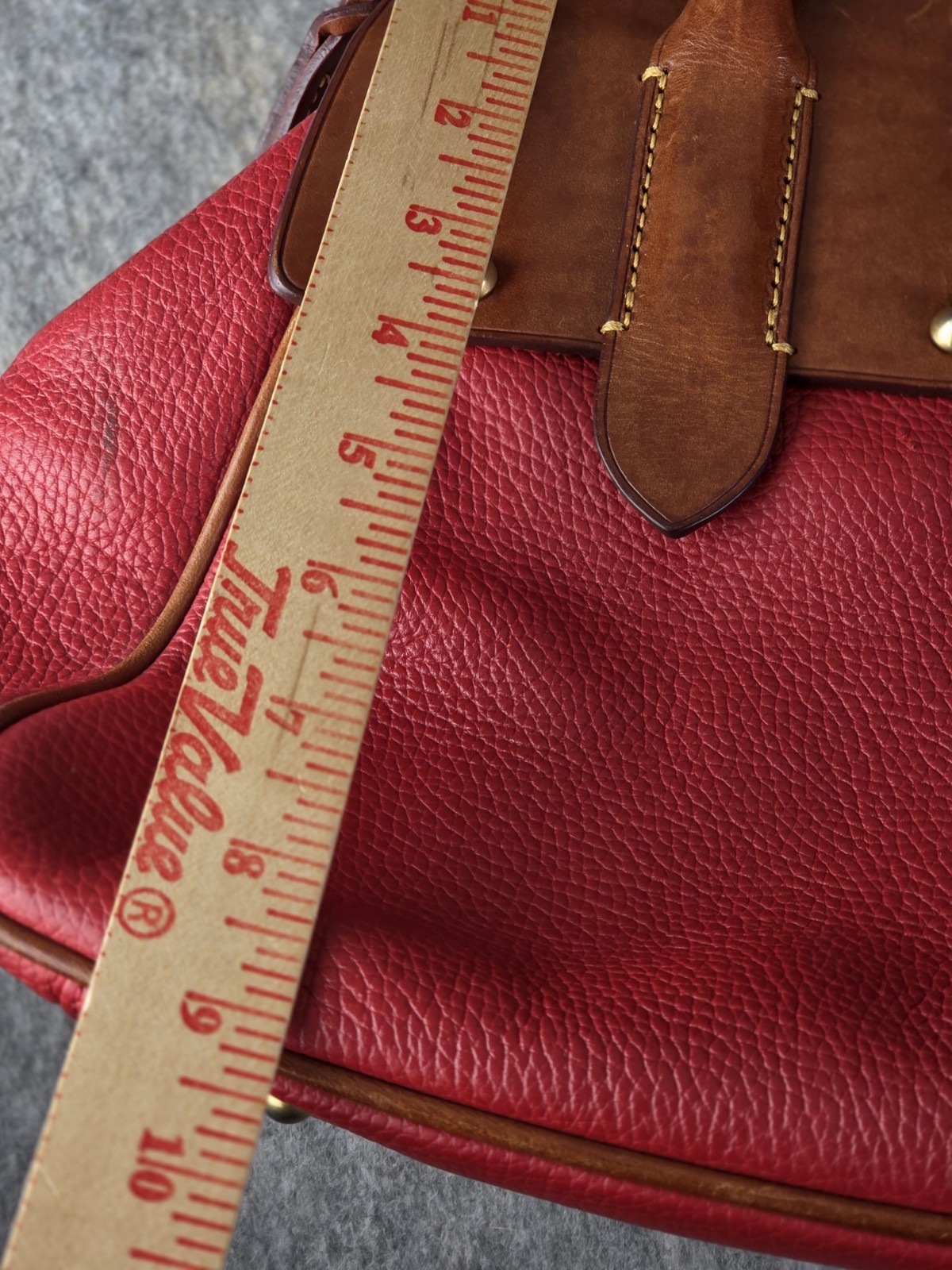 DOONEY & BOURKE Vintage All Weather Red Pebbled & Brown Leather Satchel Purse