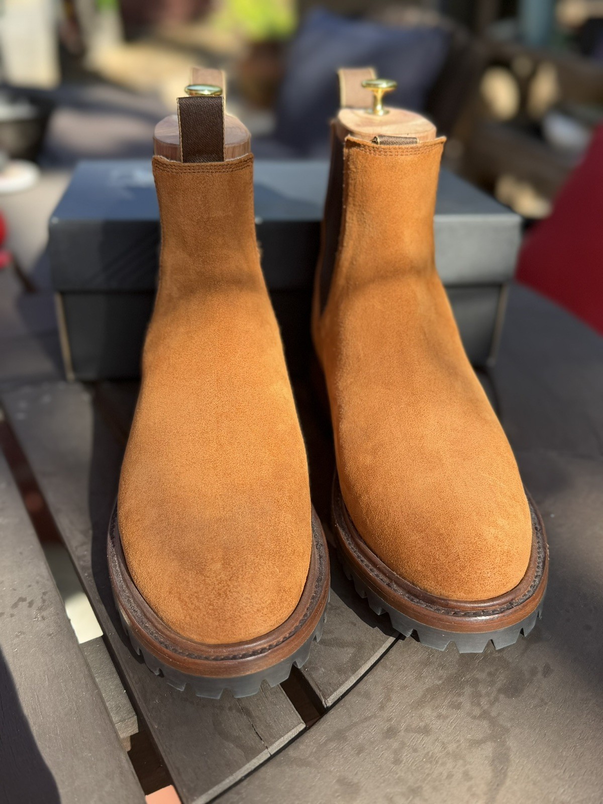 Taylor Stitch Ranch Brown Suede Vibram Lug Chelsea Boots Size : 9