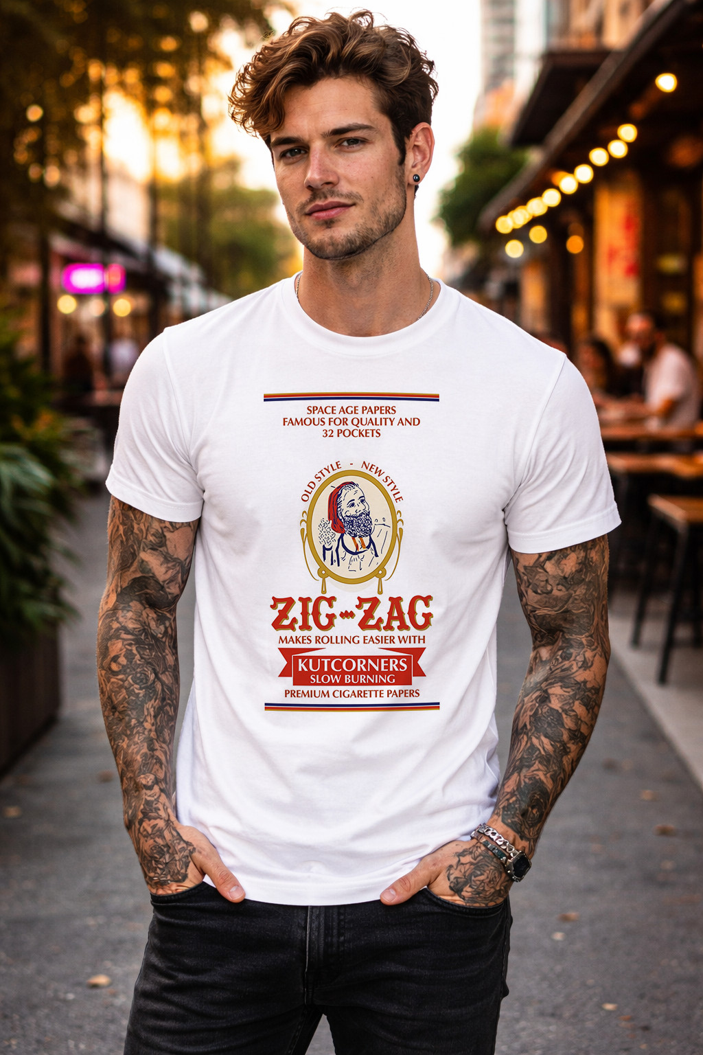 Zig Zag Man Famous for Retro Vintage 70s style rolling papers graphic