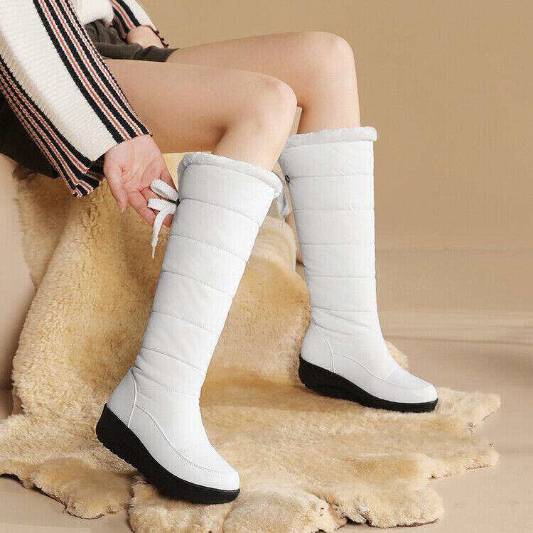 Womens Warm Lined Pull On Knee High Boots Snow Boots Casual Outdoor Winter Shoes