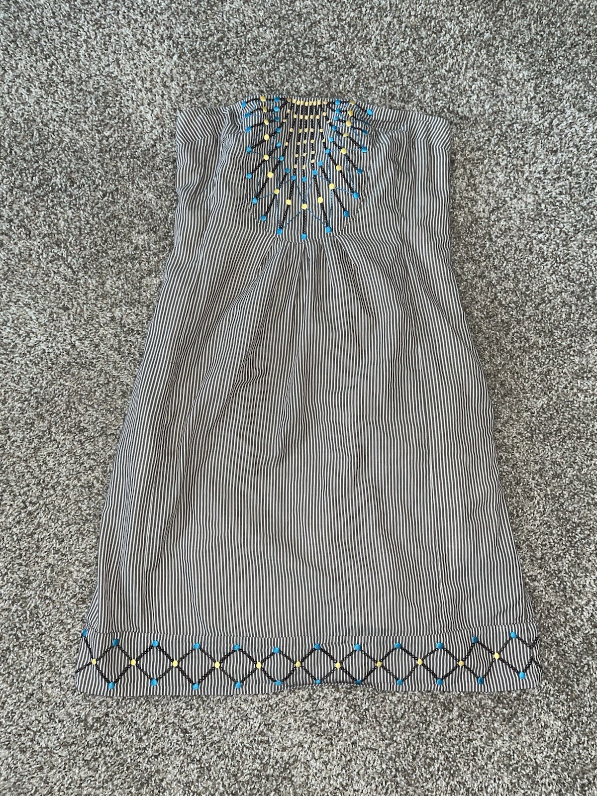 Maeve Strapless Embroidered Dress Size 8 100% Cotton