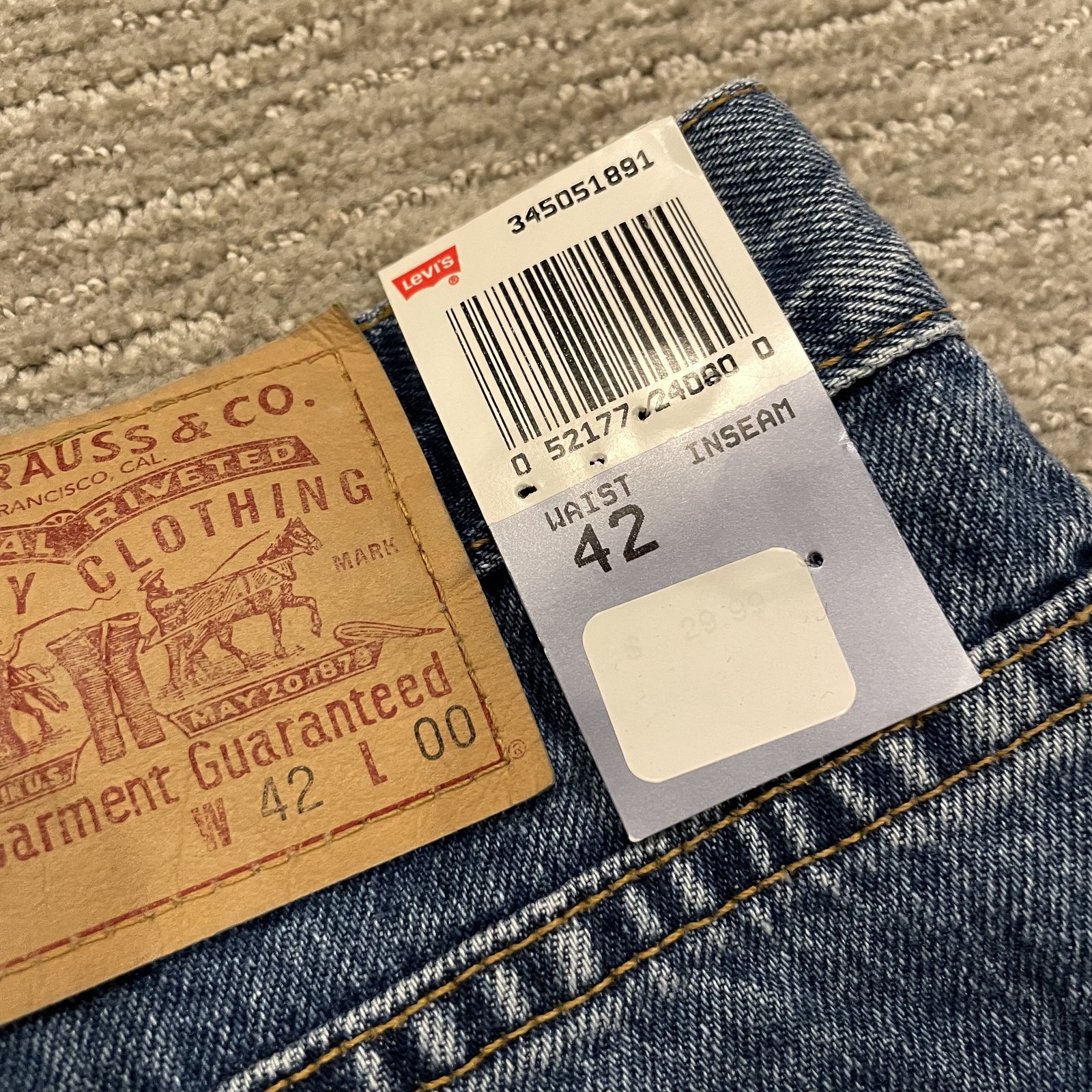 Vintage Levis 505 Shorts Mens 42 Denim Jean USA 90s USA Grunge Hip Hop Deadstock
