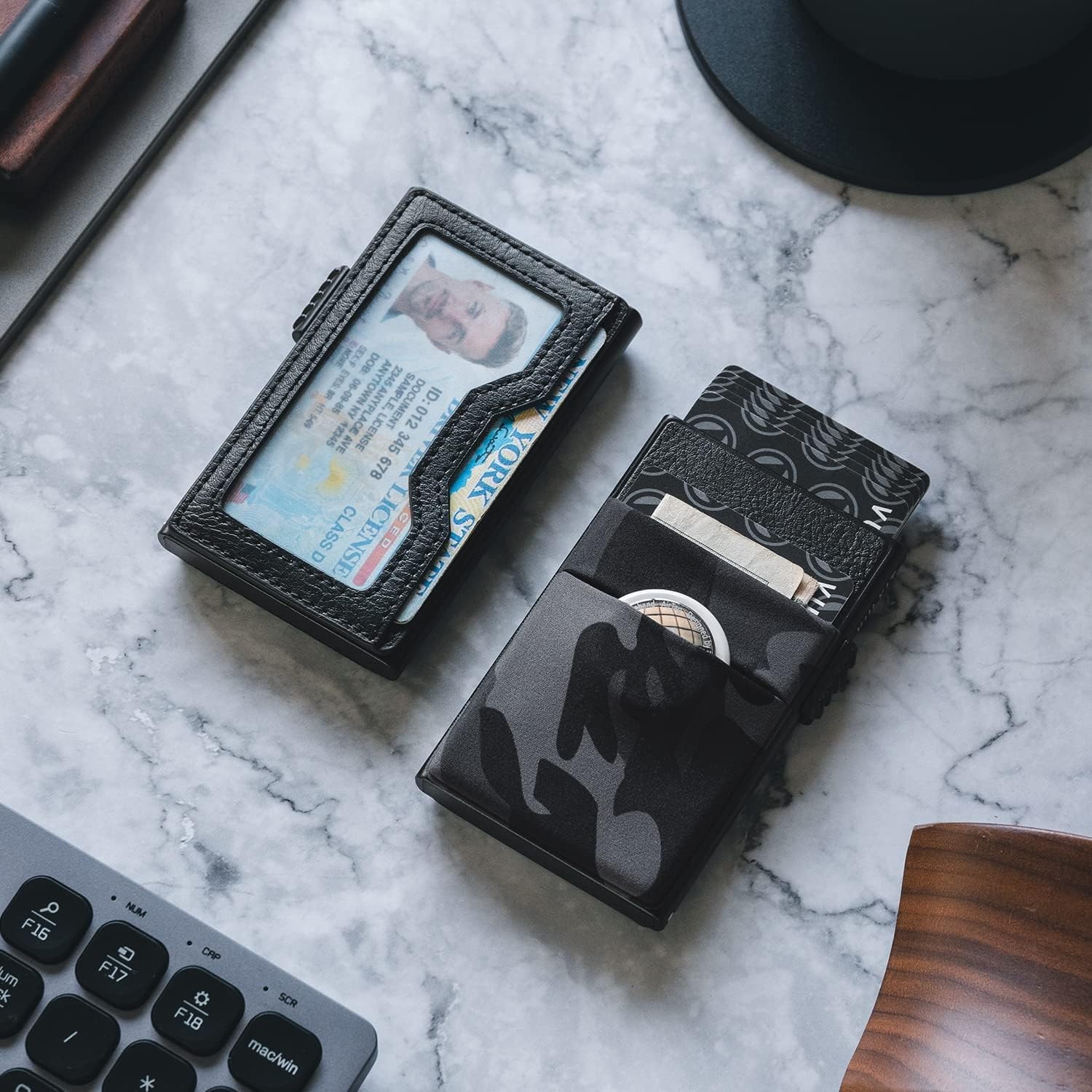 Thin Minimalist Wallet EDC Pocket Pop up Card Holder RFID Blocking Airtag