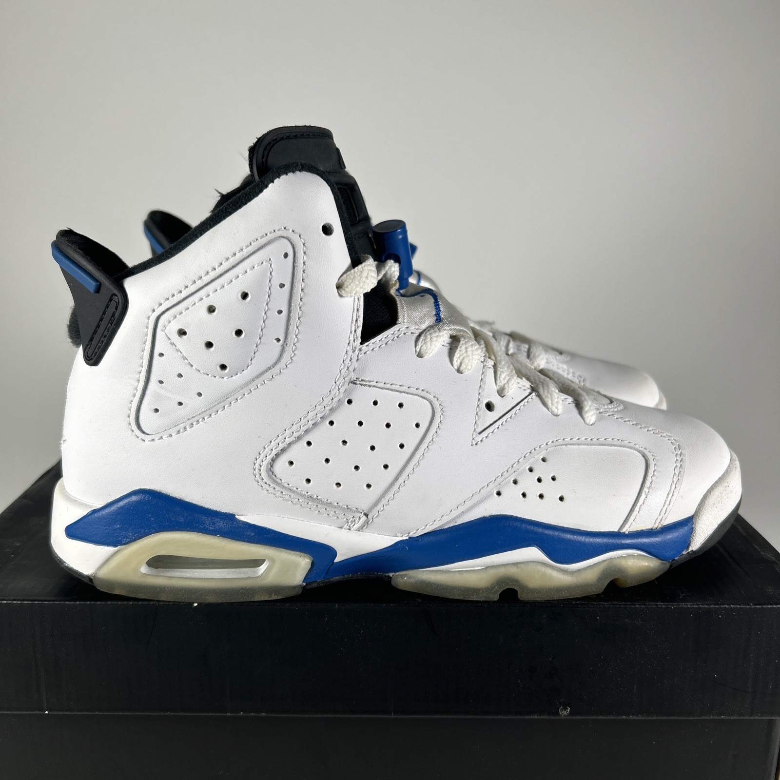 2014 Nike Air Jordan 6 Retro Og BG Size 5 Youth 5Y Sport Blue 384-665107 Vintage