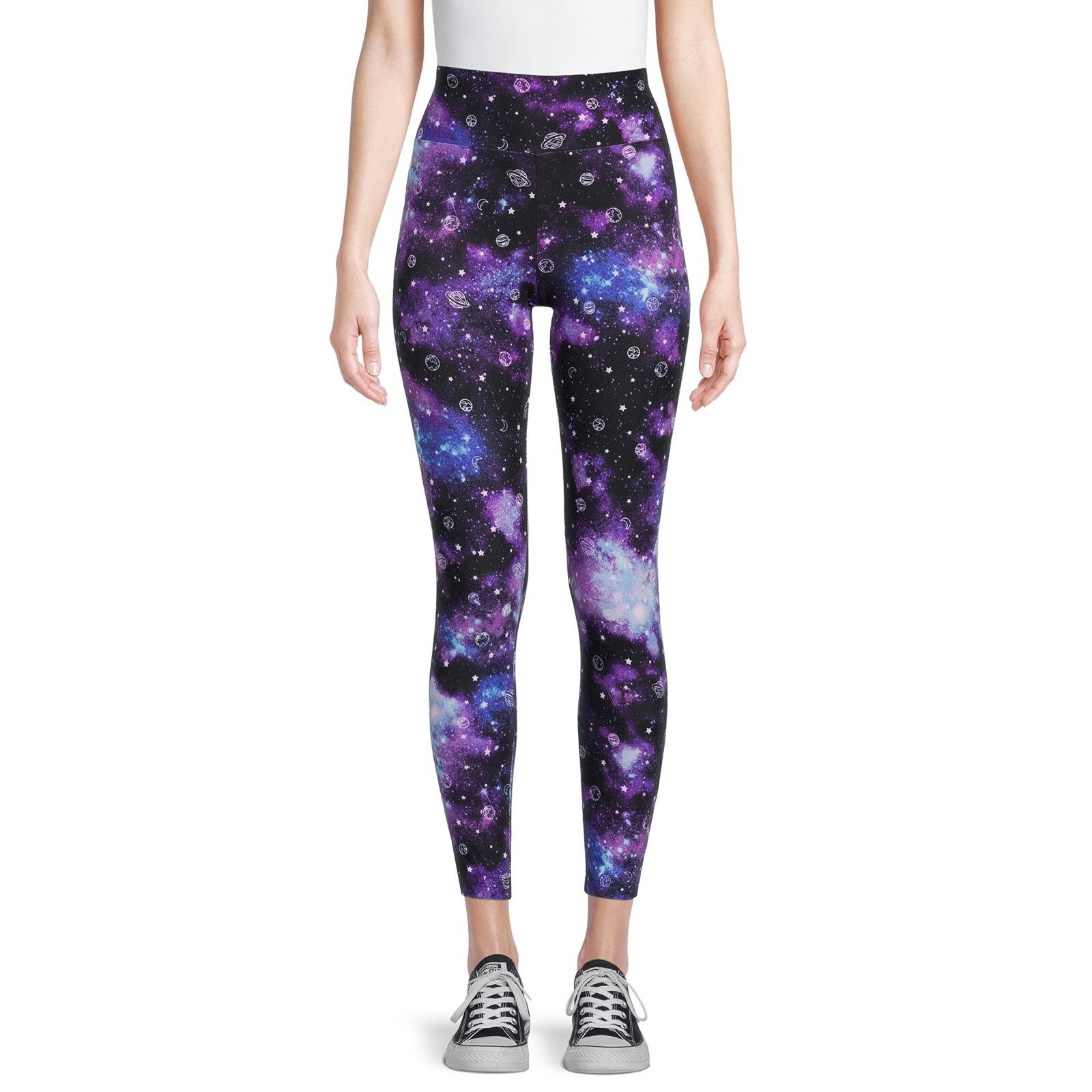 No Boundaries NOBO Juniors Purple Tie Dye Space High Rise Sueded Leggings NWT