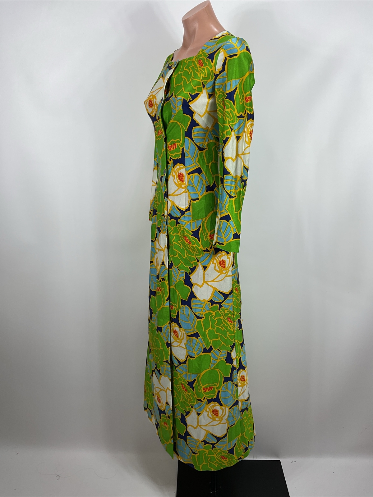 Vintage 70s Kaftan PSYCHEDELIC Sheath Dress Hippie Festival Kaftan Neon Floral