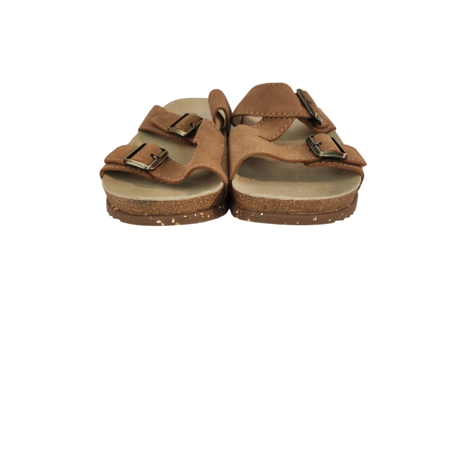 Dansko Dayna Tan Nubuck Leather Double Buckle Slide Sandals Vibram Sole 39