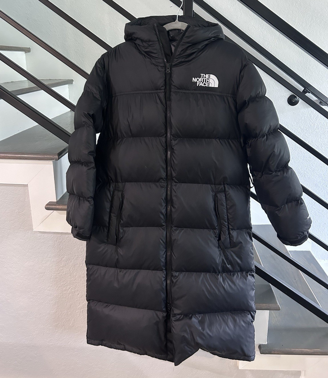The North Face Metropolis Women’s Black Hooded Full-Zip Down Long Coat M
