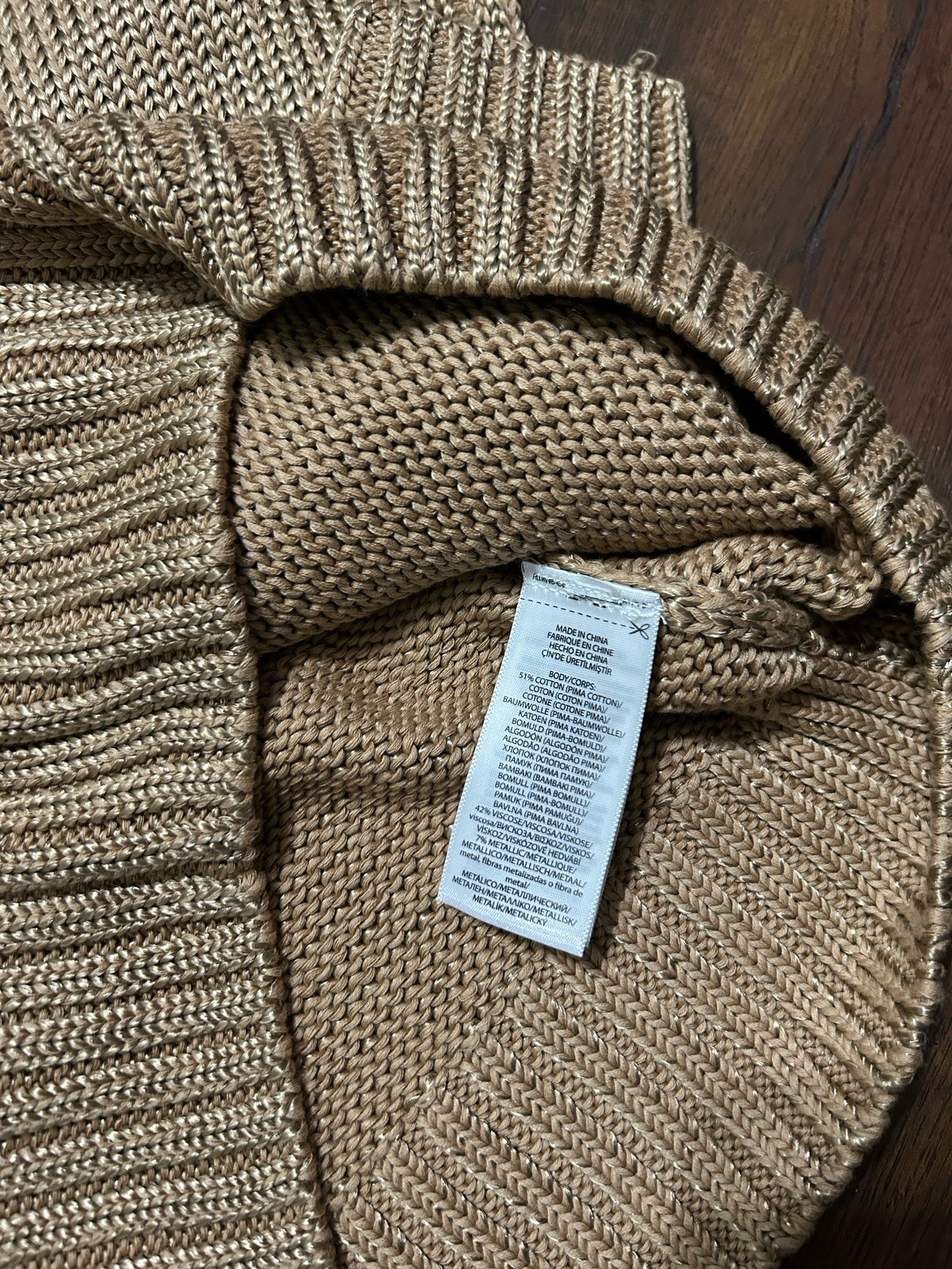 Size L. Polo Ralph Lauren Gold Knit Sweater American Flag Embroidery