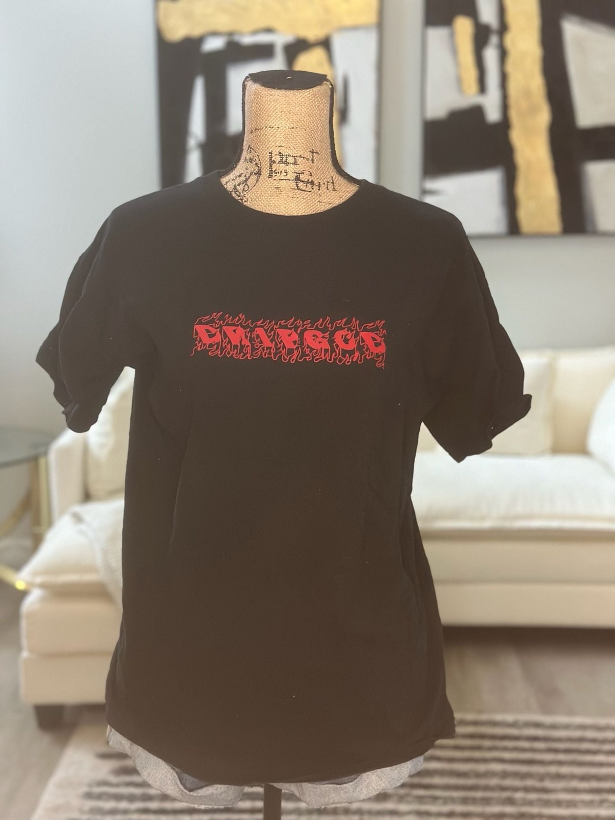 Drip God Worldwide Flame Logo Black Graphic T-Shirt