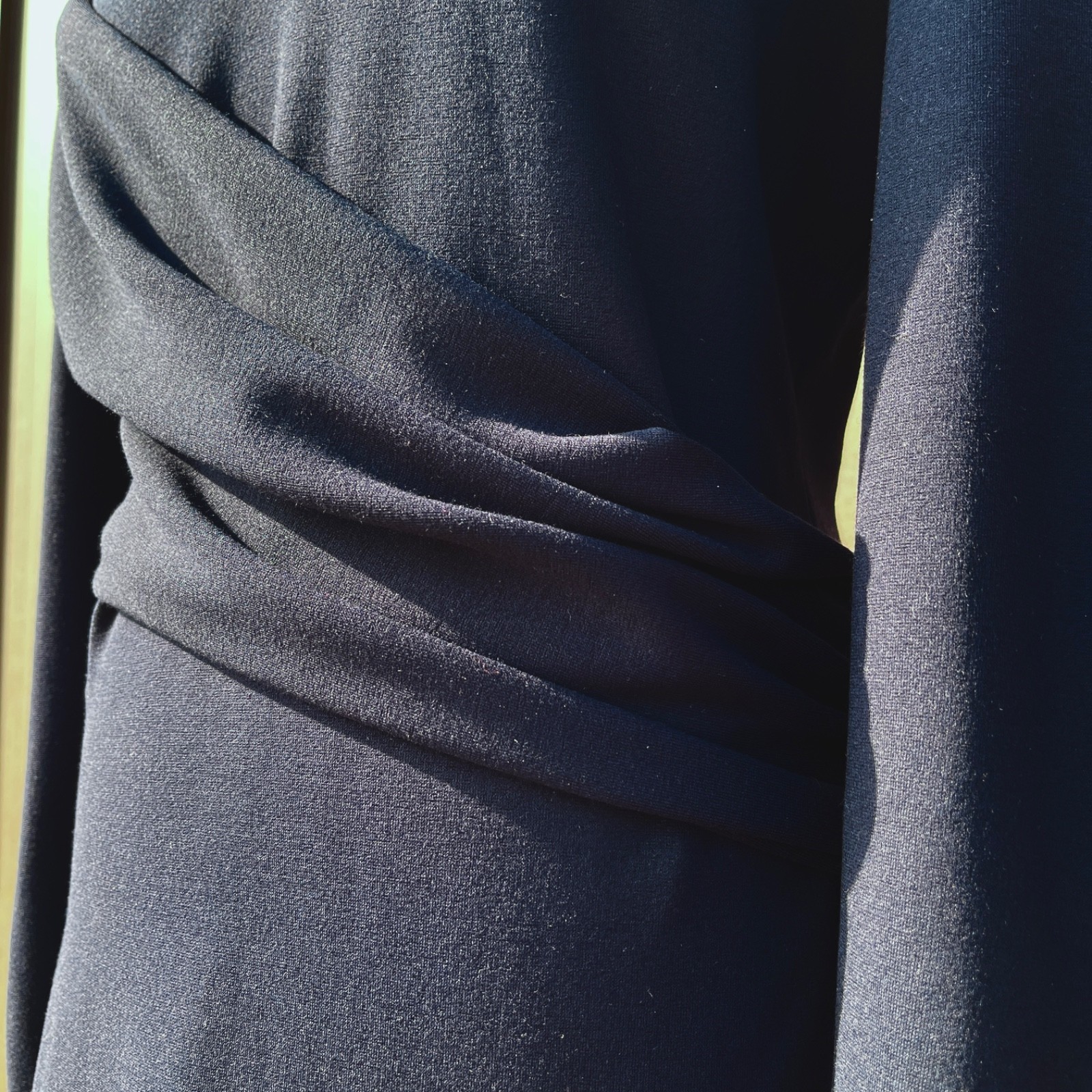 Giorgio Armani Black Draped Midi Dress Made in Italy IT44