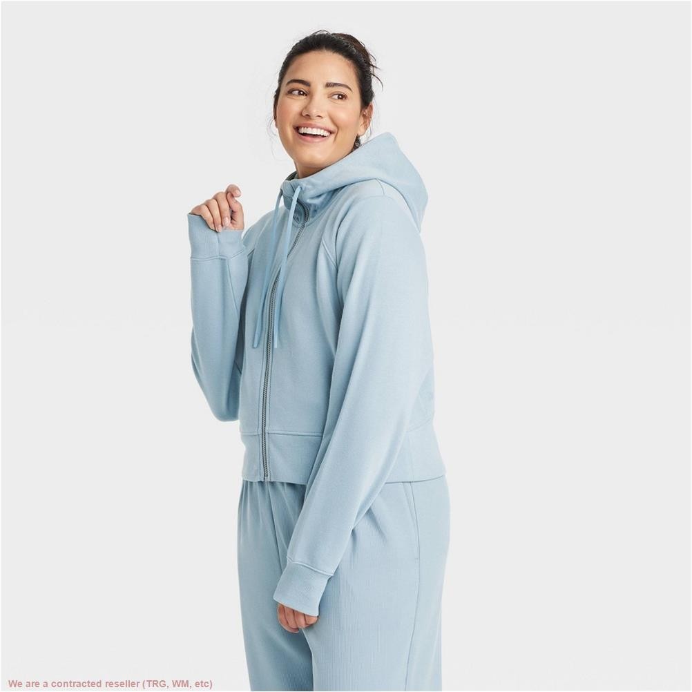 Women’s Fleece Full Zip Hooded Sweatshirt Steel Blue Large *SEE DEAL!!!*