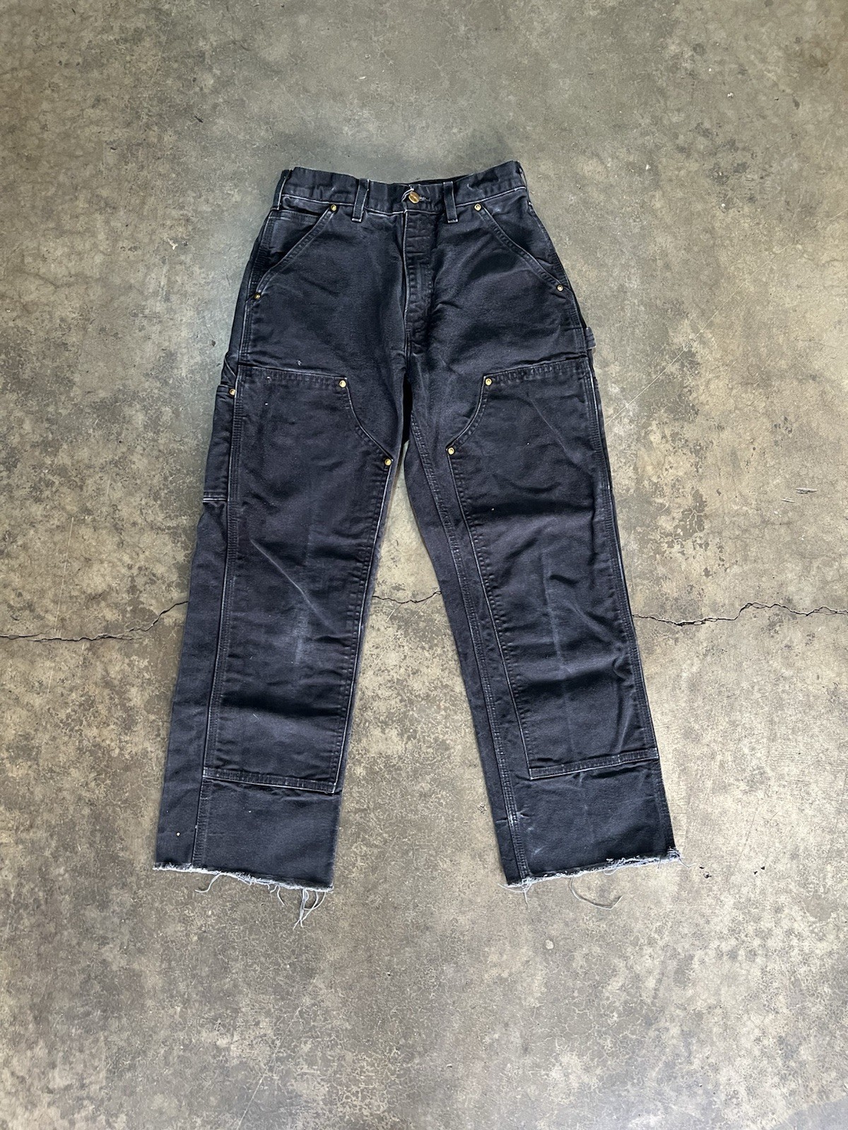 Vintage Carhartt B01 BLK Size 26×26 Double Knee Faded Distressed Carpenter Pants