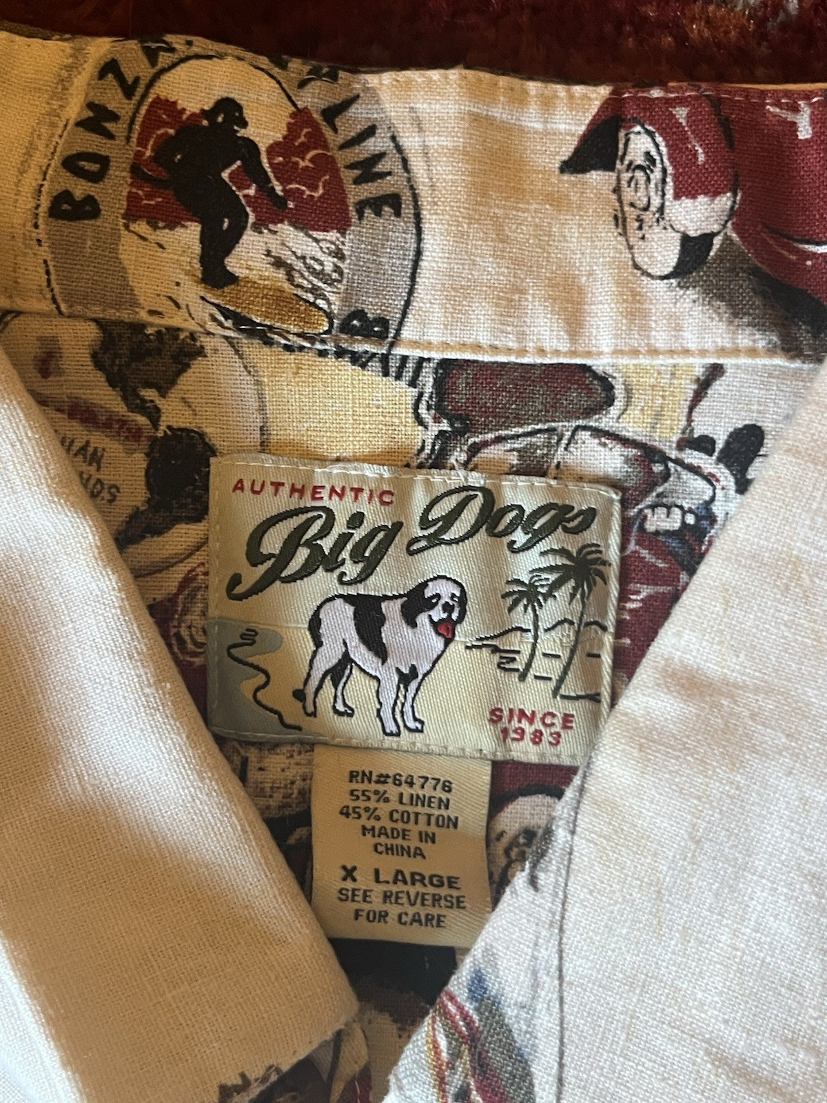 Big Dogs Vintage All Over Print AOP Hawaiian Button Down Shirt