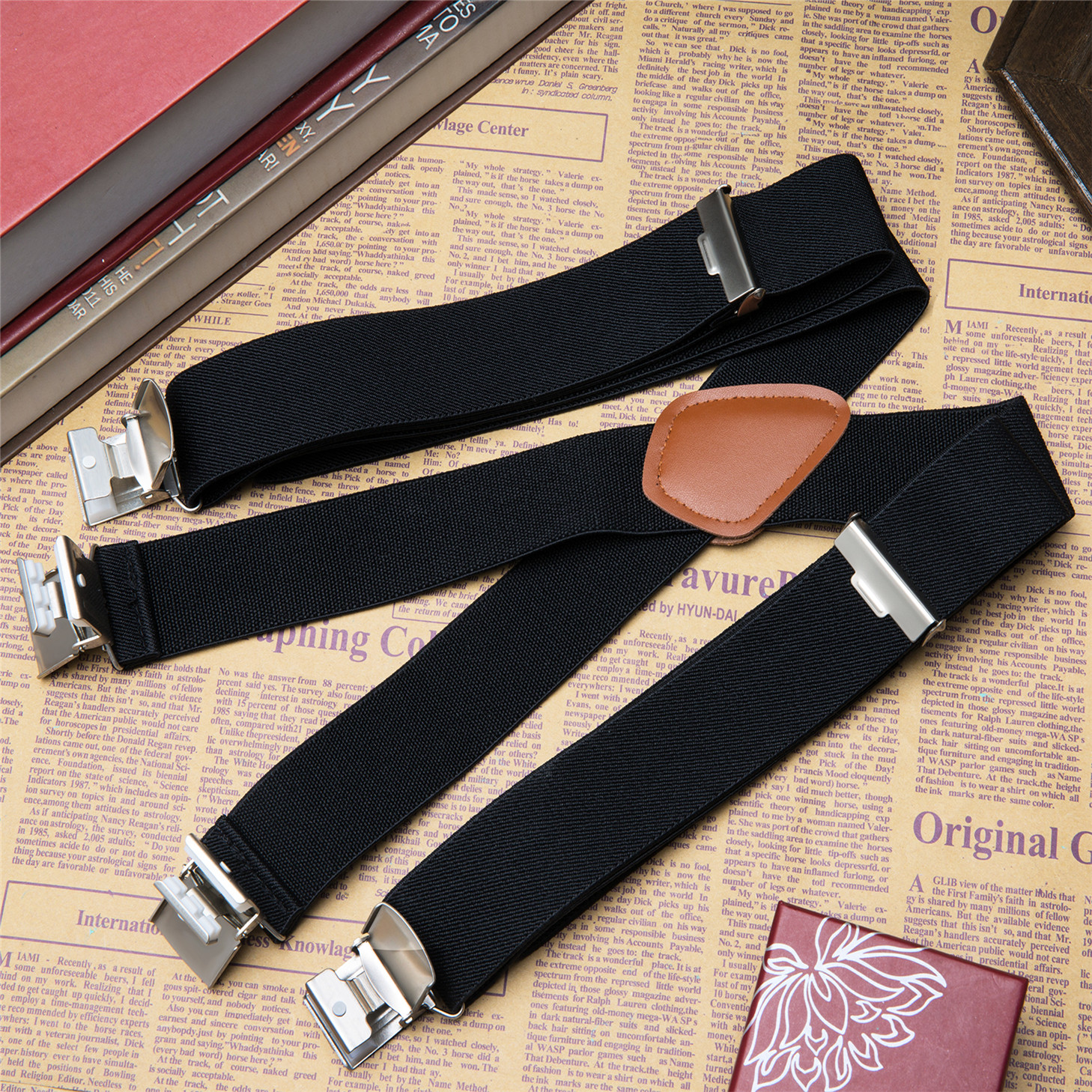 Buyless Fashion Suspenders for Men 48″ Elastic Adjustable Straps 1 1/4″ X Back