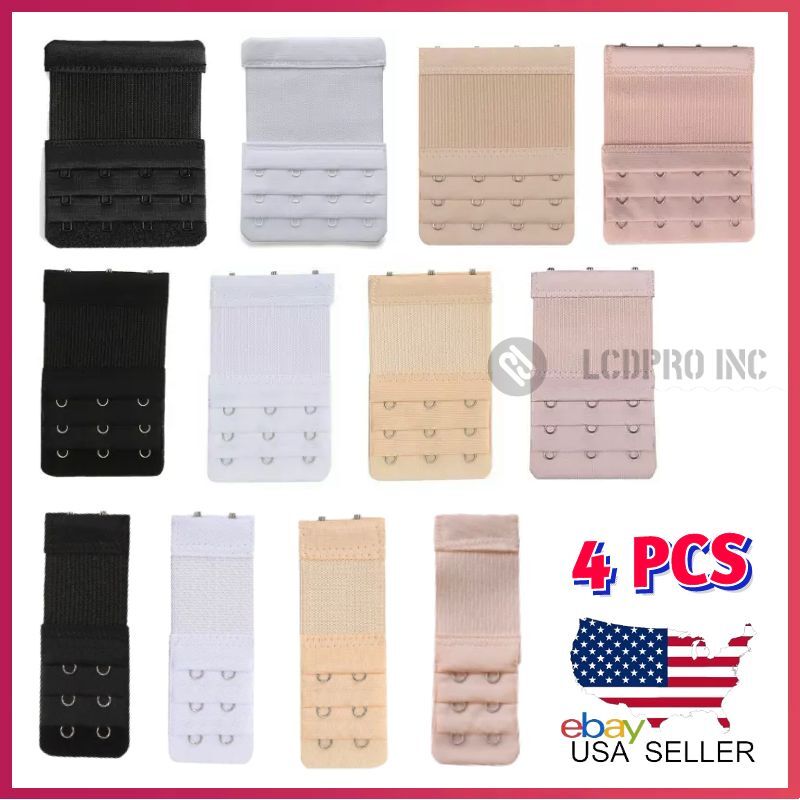 4Pcs Adjustable Bra Extender 2/3/4 Hooks with Elastic Underwear Strap Extension