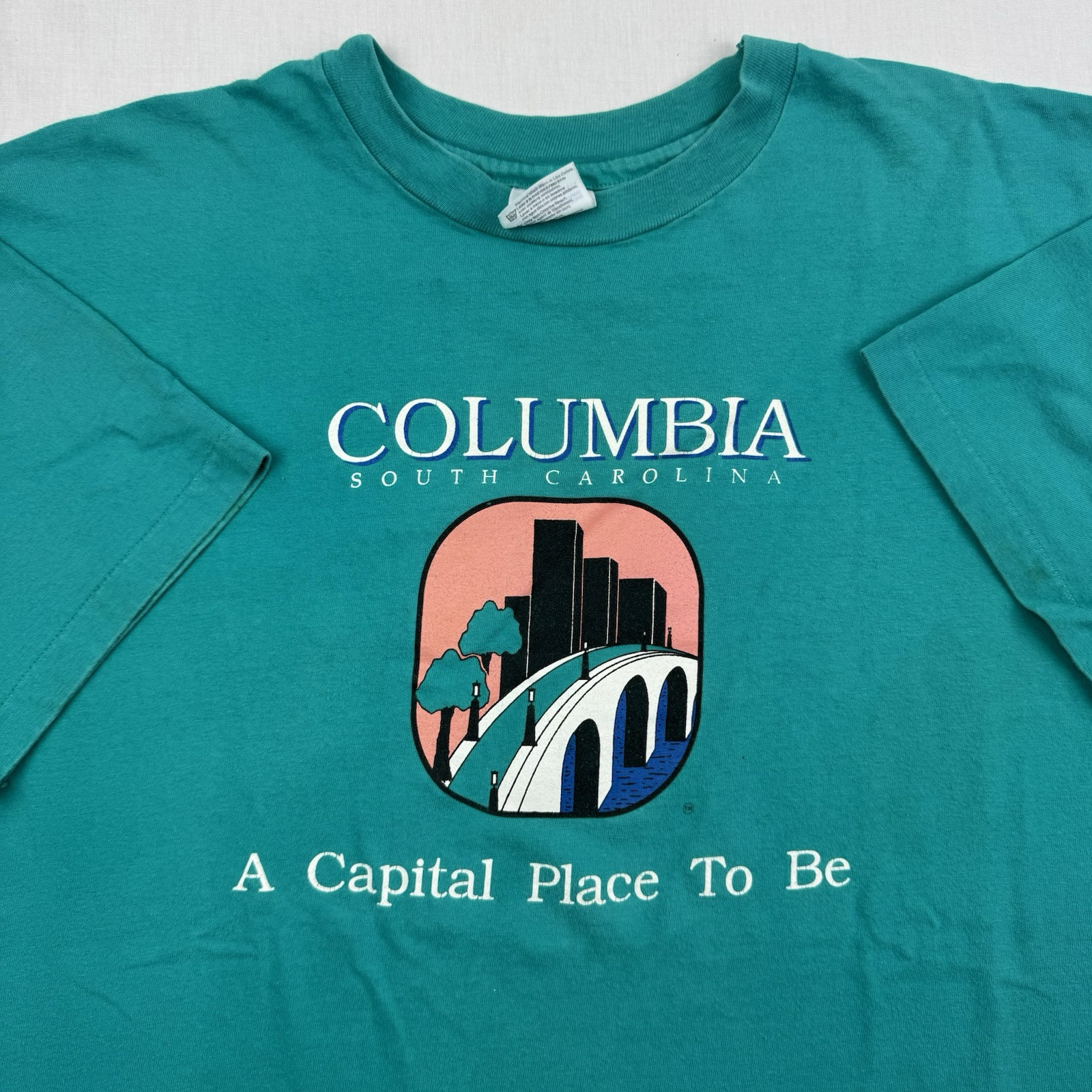 Vintage Columbia South Carolina T Shirt Adult XL Blue American City Capital 90s