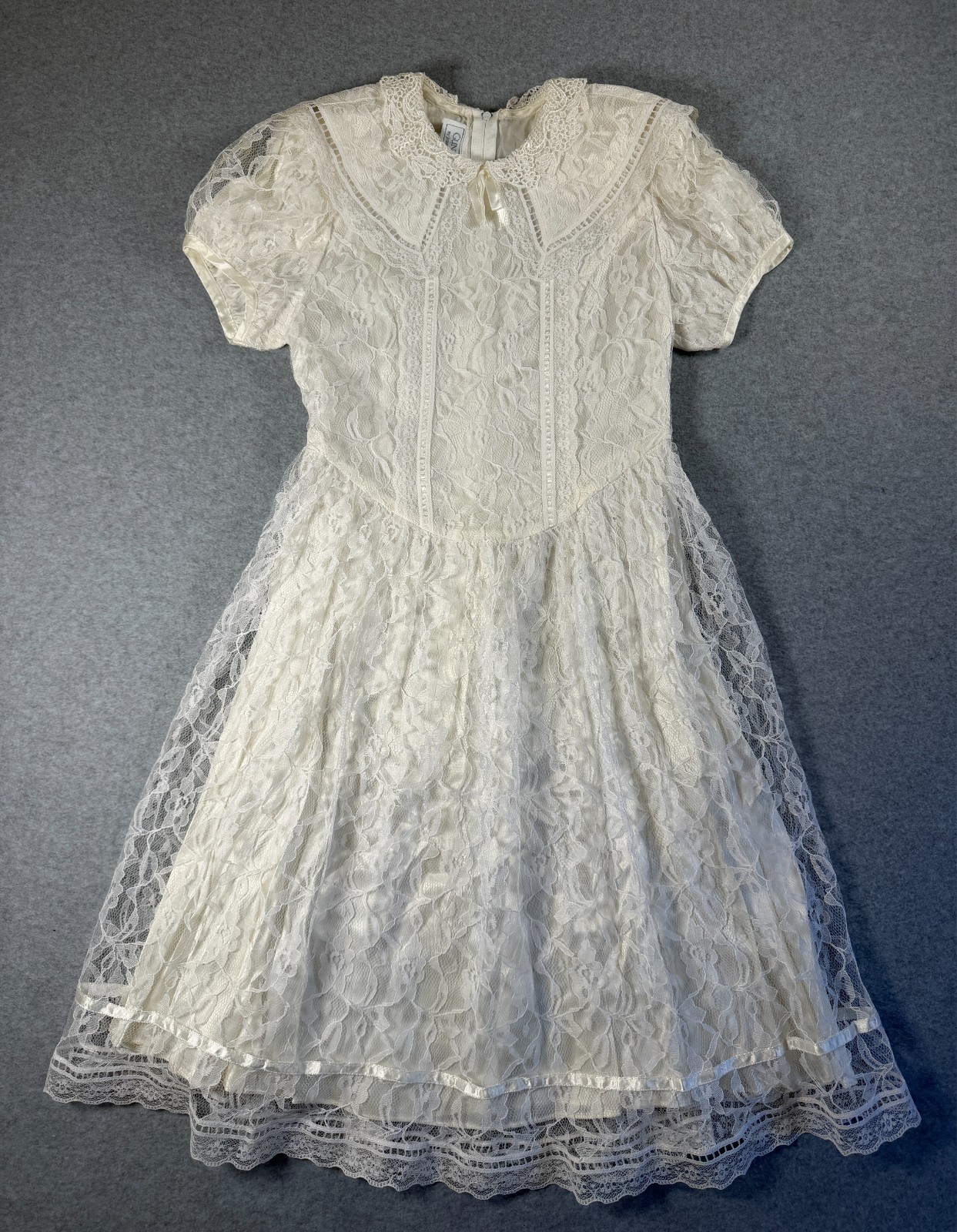 Gunne Sax Jessica McClintock Girls Lace Dress White Flower Girls 12 USA SKU 266