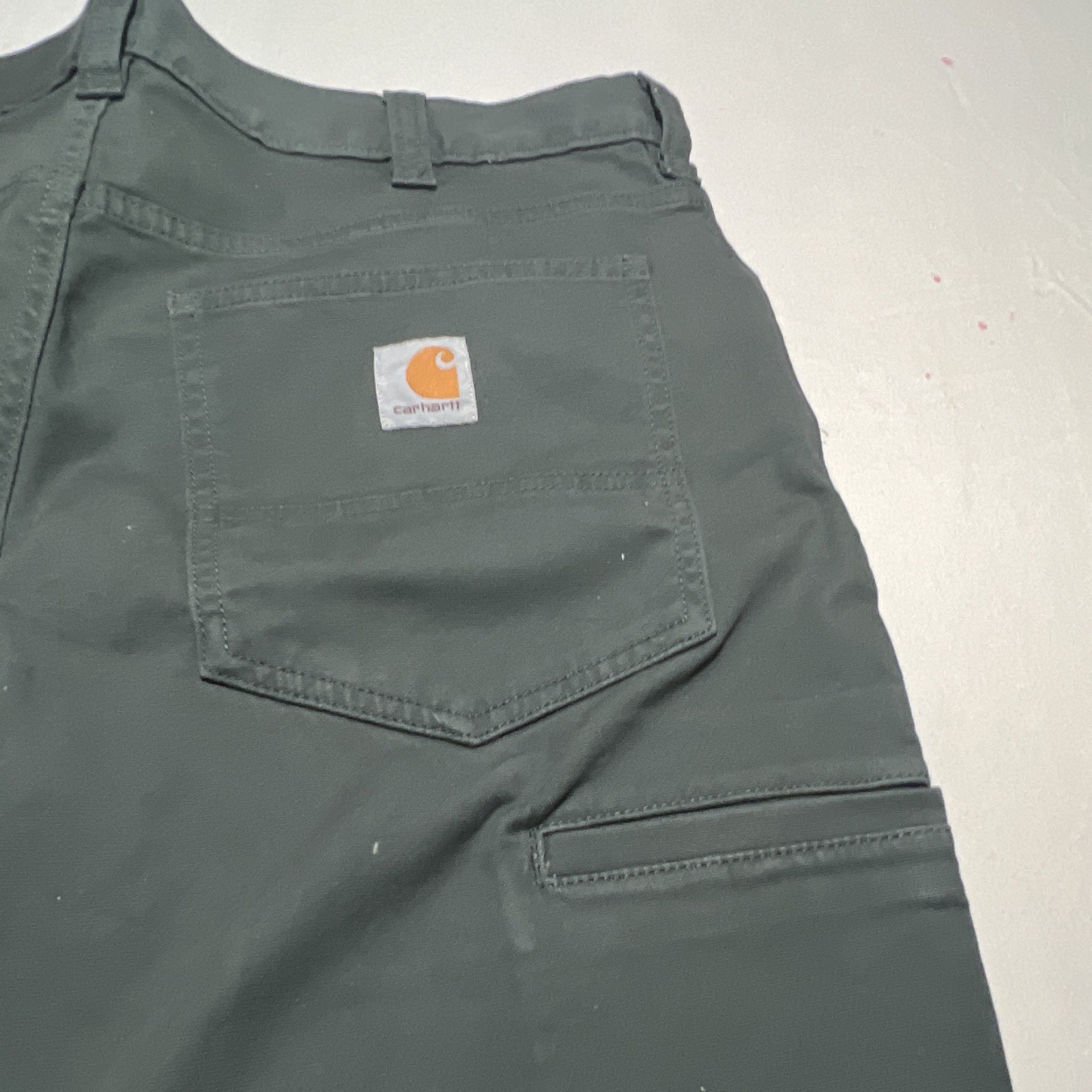 Carhartt Rugged Flex Green Stretch Canvas Work Pants Relaxed Straight 34×32