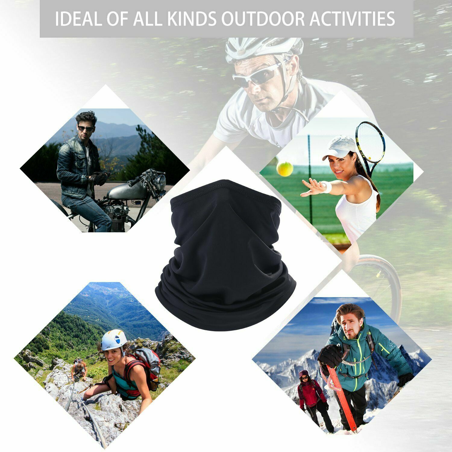 Neck Gaiter Elastic Face Mask Balaclava Bandana UV Protection Mask for Women Men