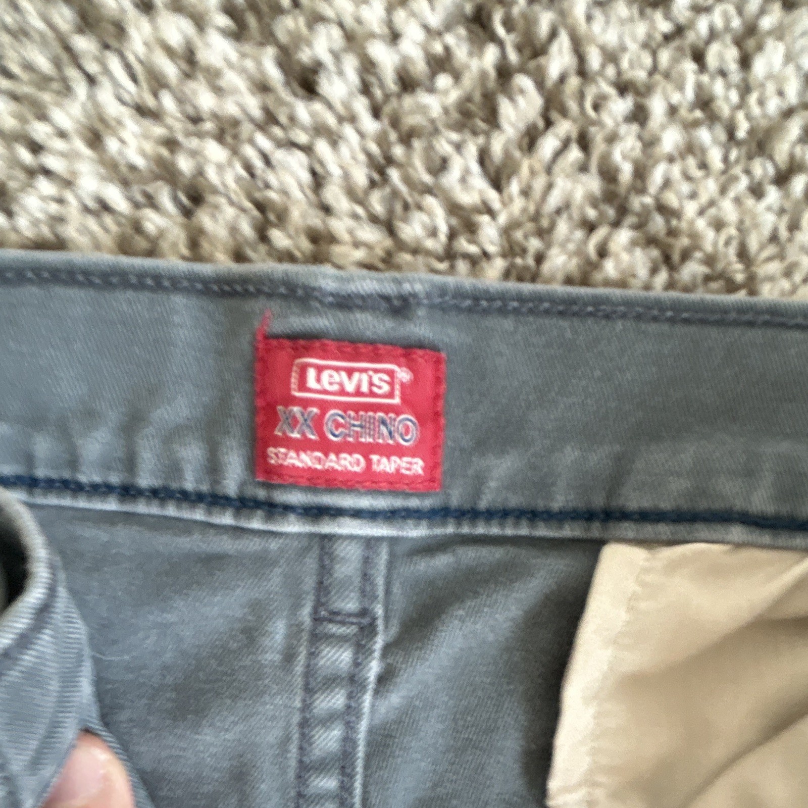 Levi’s XX Chino Men’s Gray Cotton Twill Tapered Flat Front Chino Pants 34