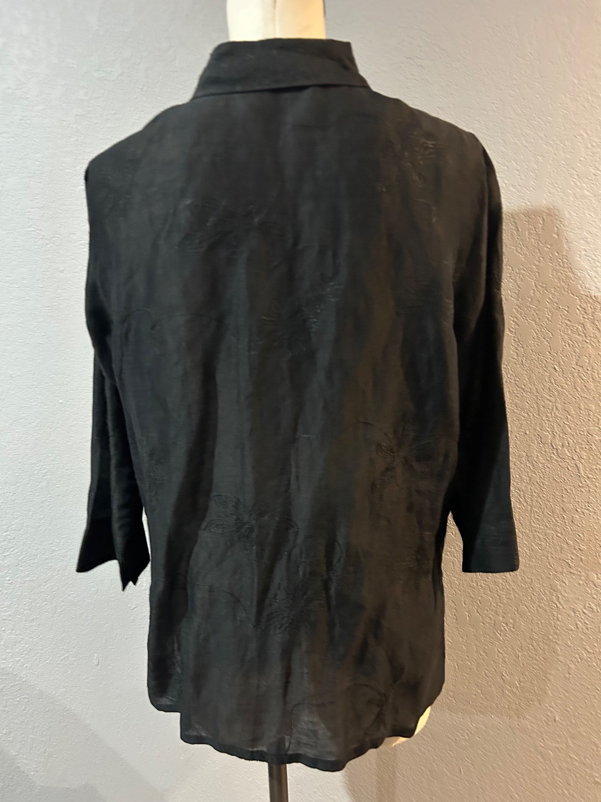 French Laundry Women’s Vintage Silk Linen Embroidered Button Up Shirt size XL