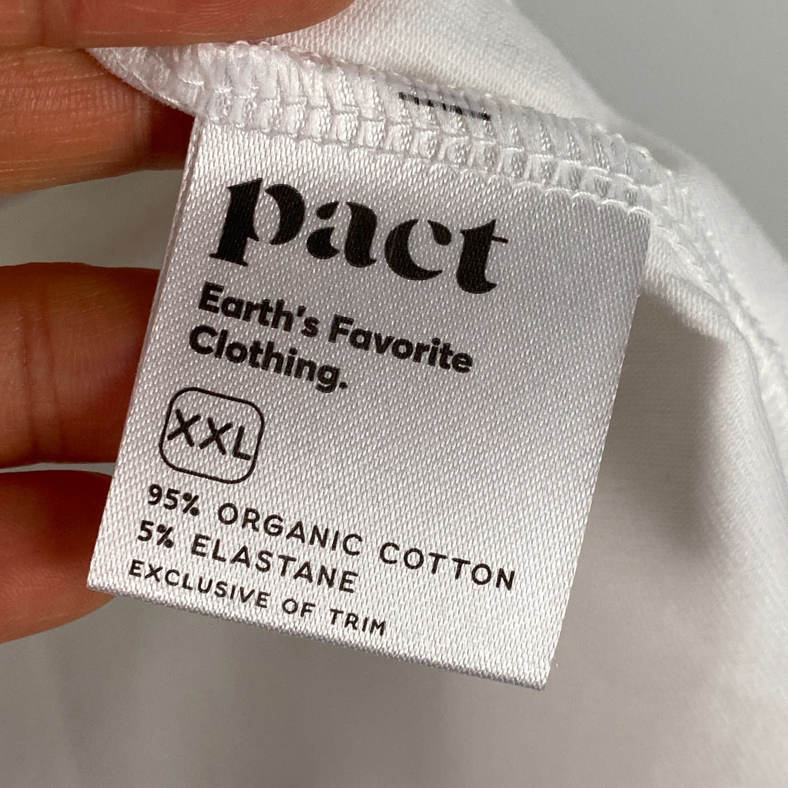 PACT Tank Top Size XXL White Organic Cotton Stretch