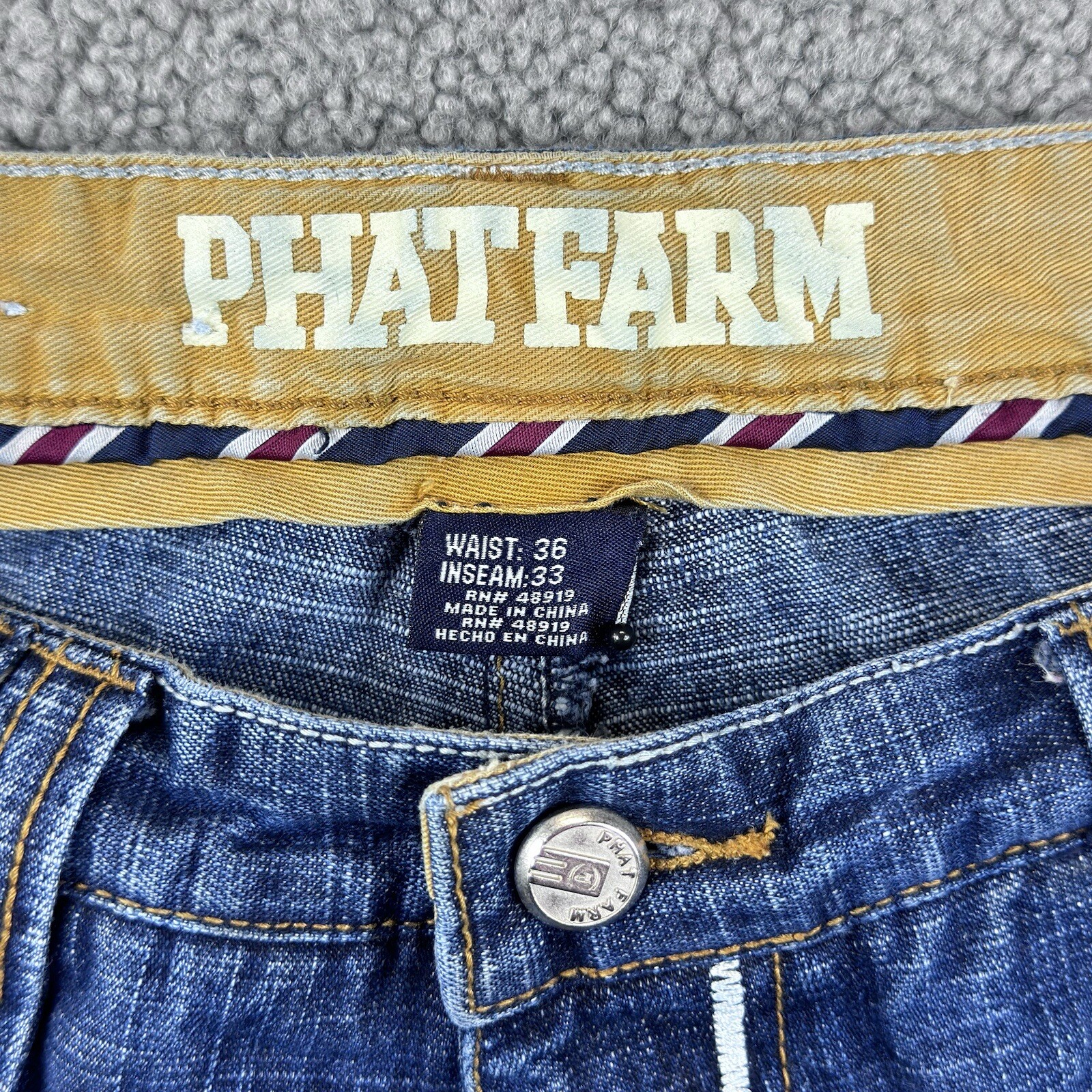 Phat Farm Skater Baggy Jeans 36X33 Wide Leg Loose Hip Hop Punk Y2K 90s Grunge