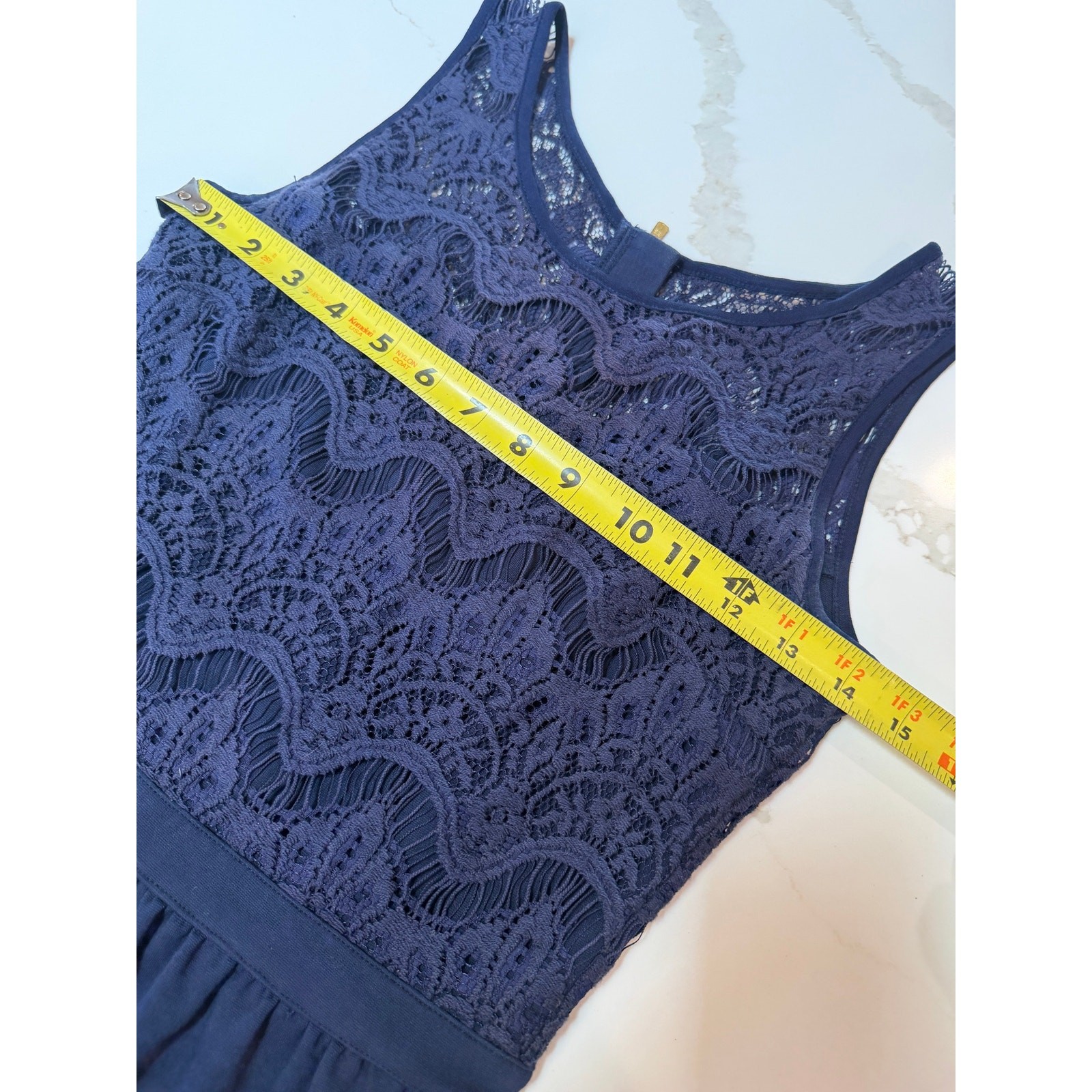 Lilly Pulitzer Rhea Navy Crochet Fit And Flare Sleeveless Dress Size XS Babydoll