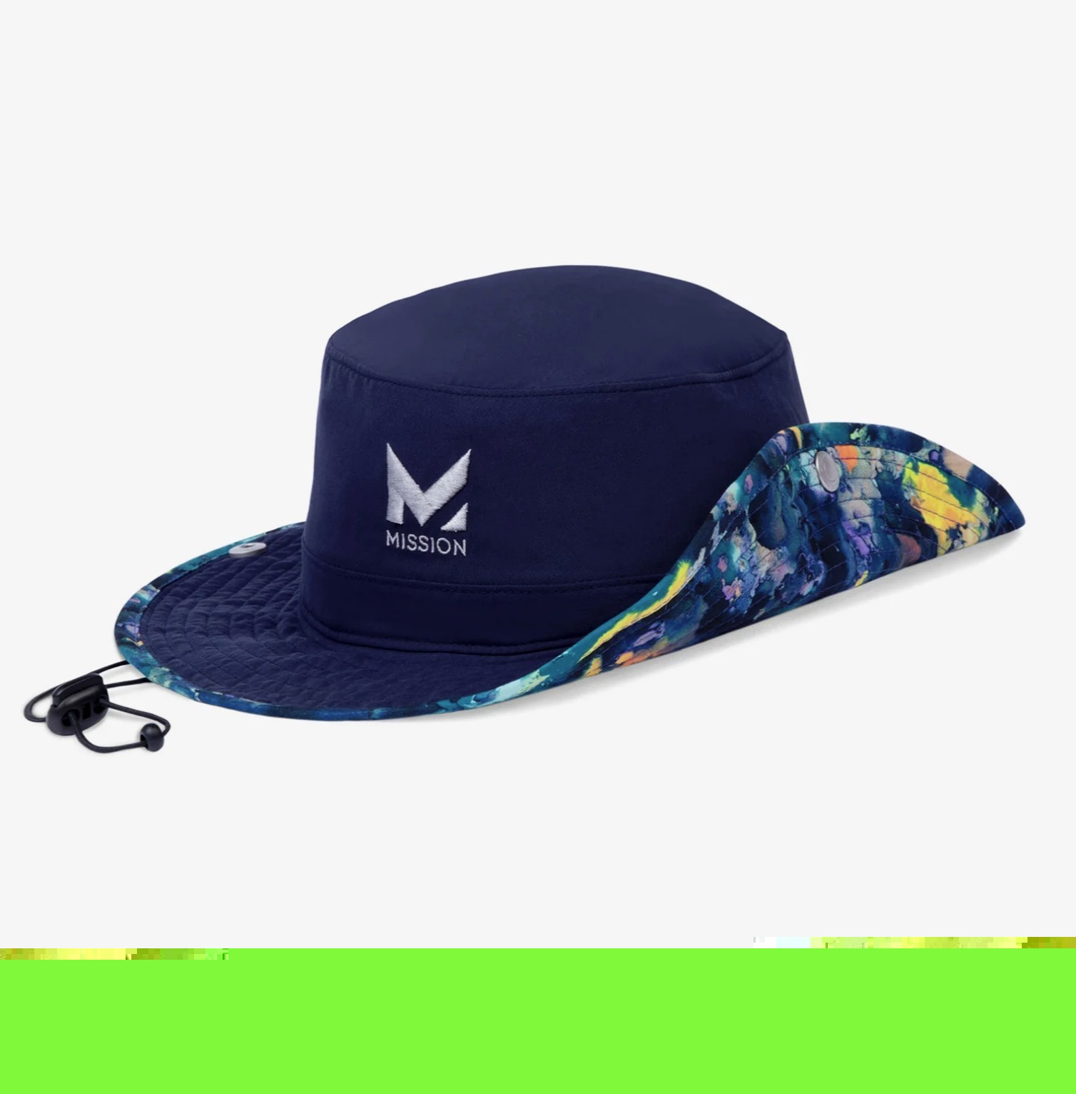 NWT Mission Cooling Bucket Hat Adult OS Navy Blue UPF 50 Lightweight Embroidered