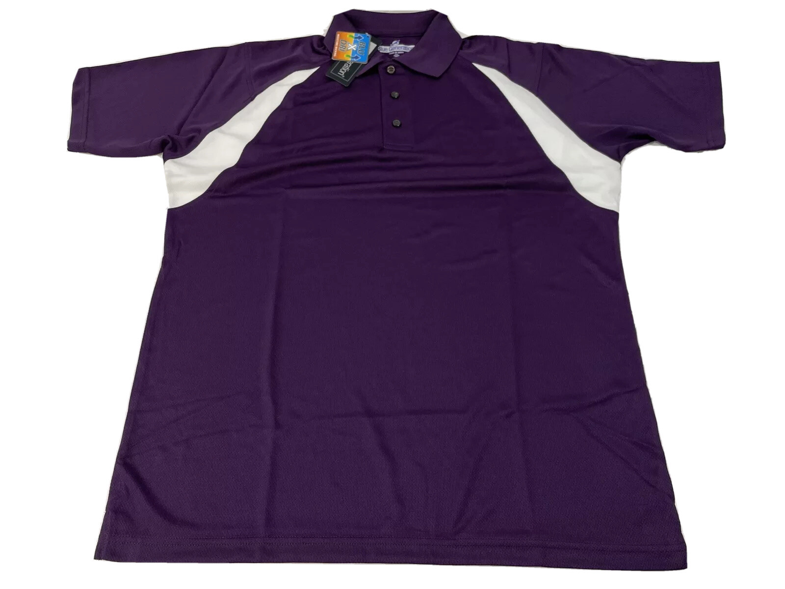 Blue Generation Men BluXDri Moisture Wicking High Polo Shirt Purple Size Medium
