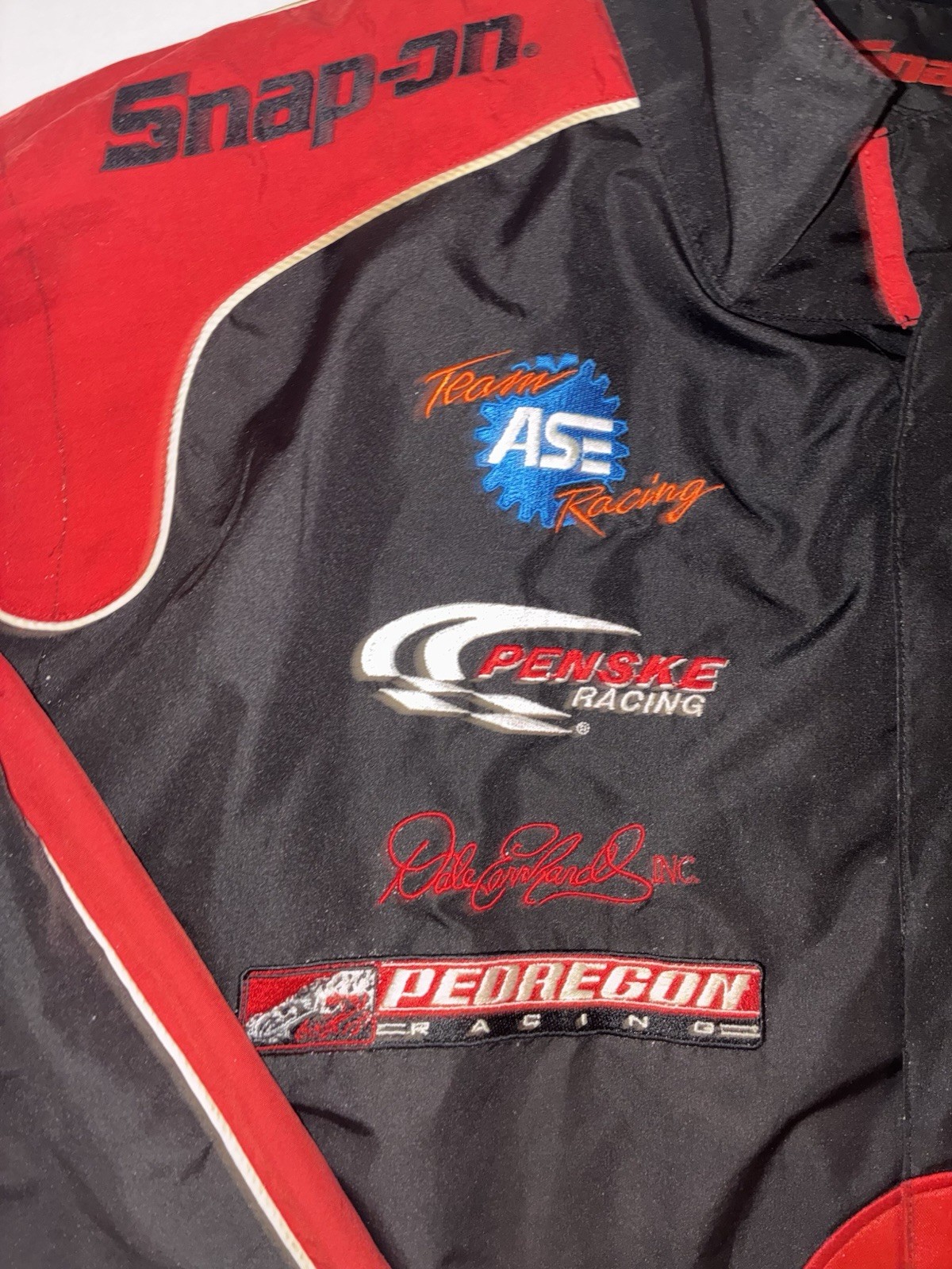 Vintage Snap-On Racing Jacket Y2K Motorsport NASCAR Multi-Sponsor Black Red