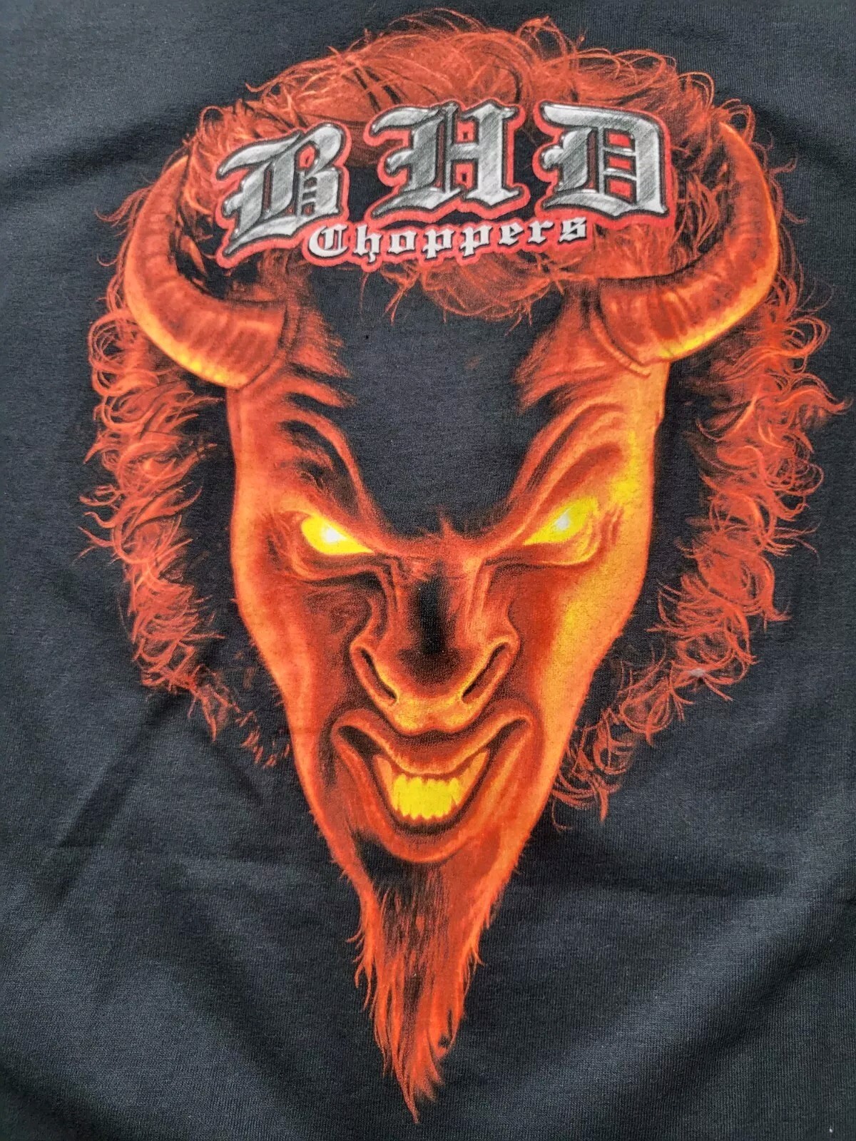 Vtg B.H.D. Choppers Shirt XXL Y2K West Coast Orange County Devil Satan Jesse