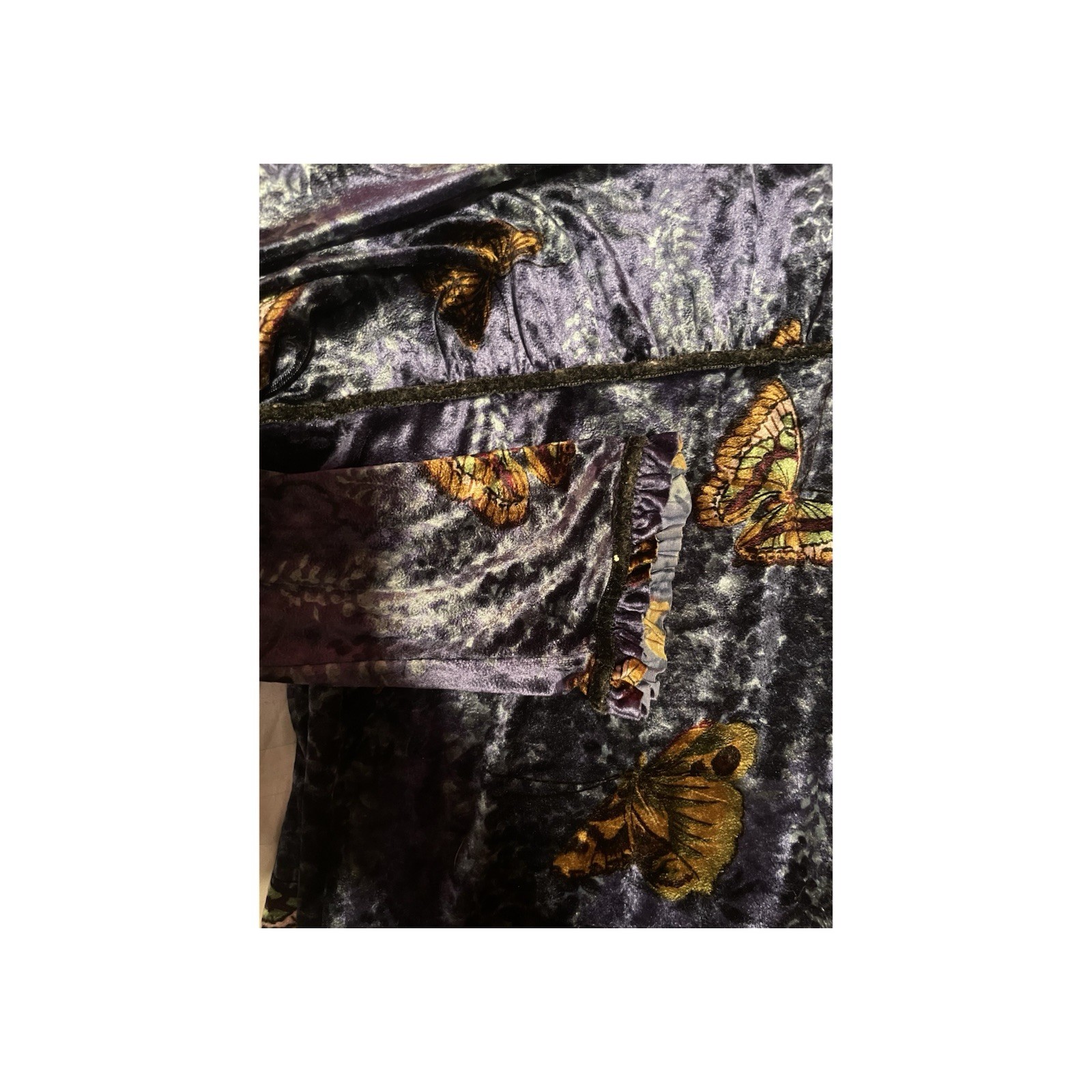 90s Betsey Johnson Blue-Purple with Velvet Butterfly Print