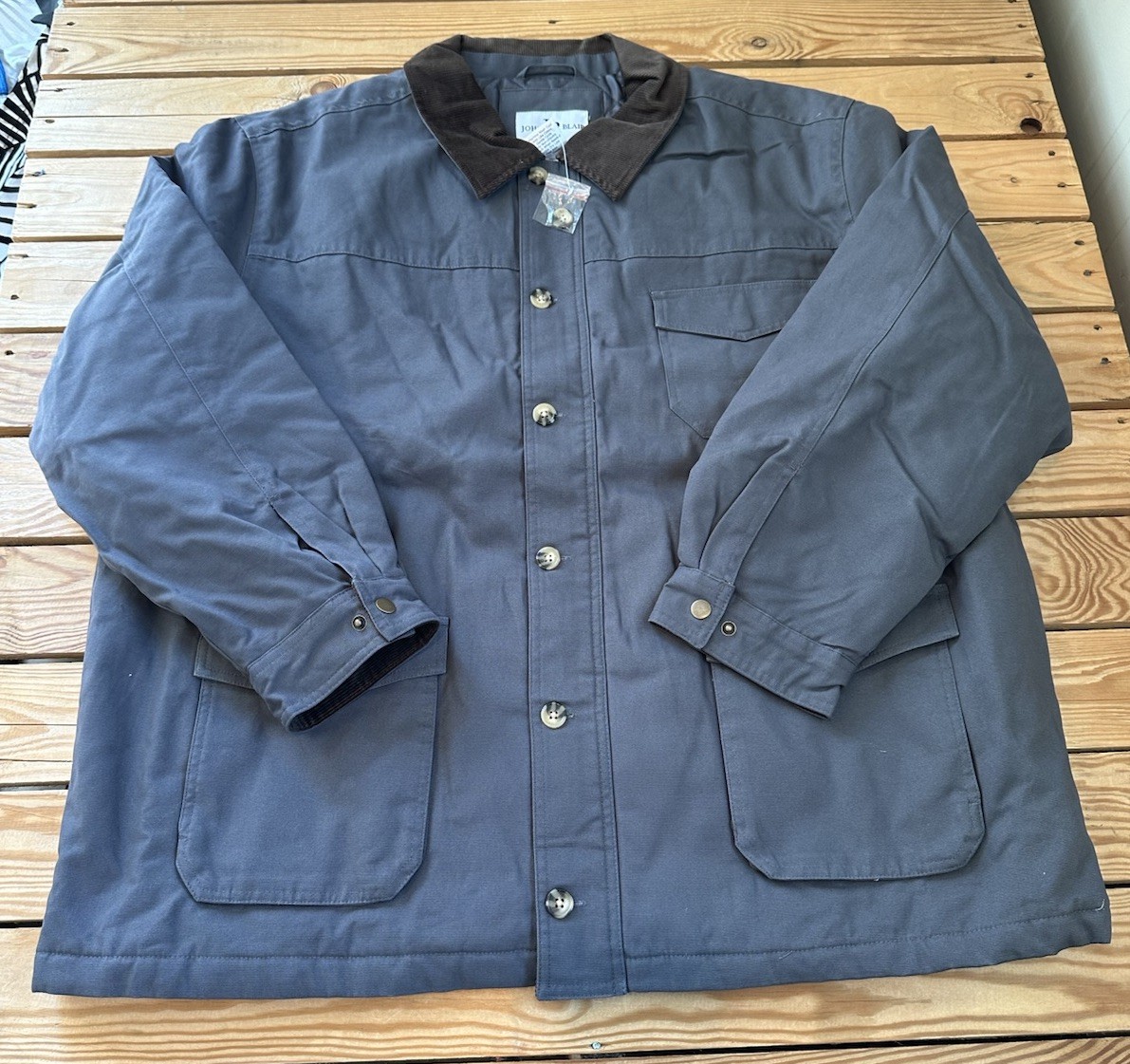 John Blair NWOT Men’s Button Up Jacket Size 2XL Steel Blue I11