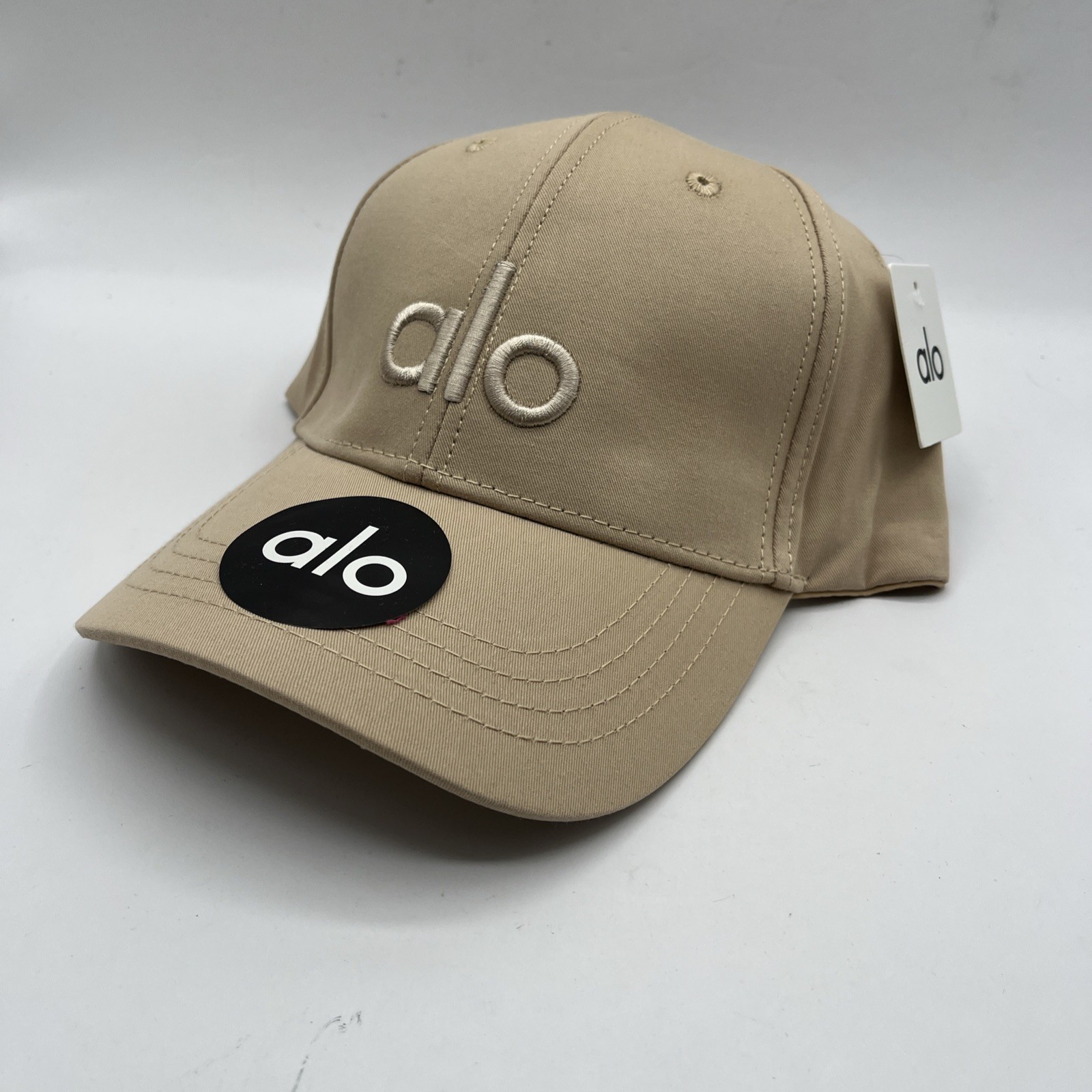 Alo Unisex Beige Adjustable Baseball Cap Hat Breathable 100% Cotton One Size NWT