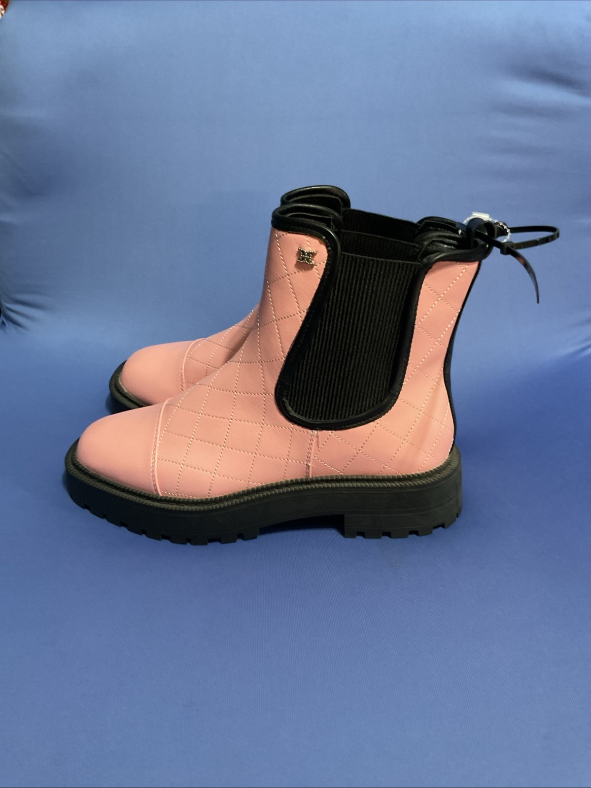 Sam Edelman Laguna Chelsea Ankle Boots Pink/Black Quilted Teens US 5