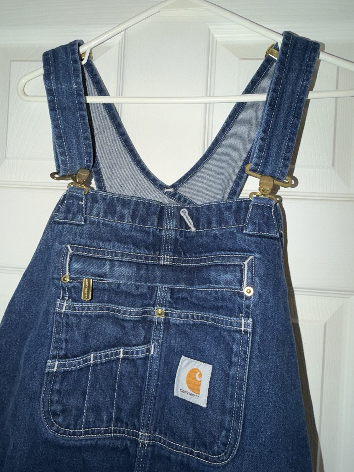 Carhartt Blue Denim Bib Overalls Loose Fit Men’s Construction OR4672-M