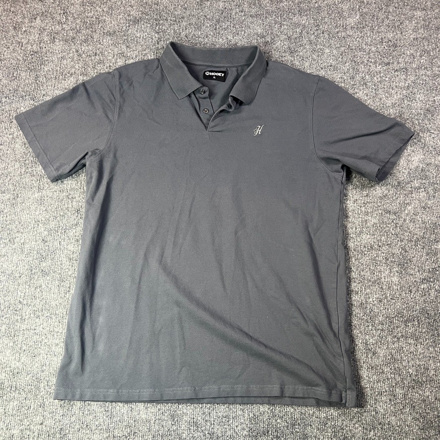 Hooey Men’s XL Polo Shirt Gray Western Stretch Casual Ranch Core Country Club