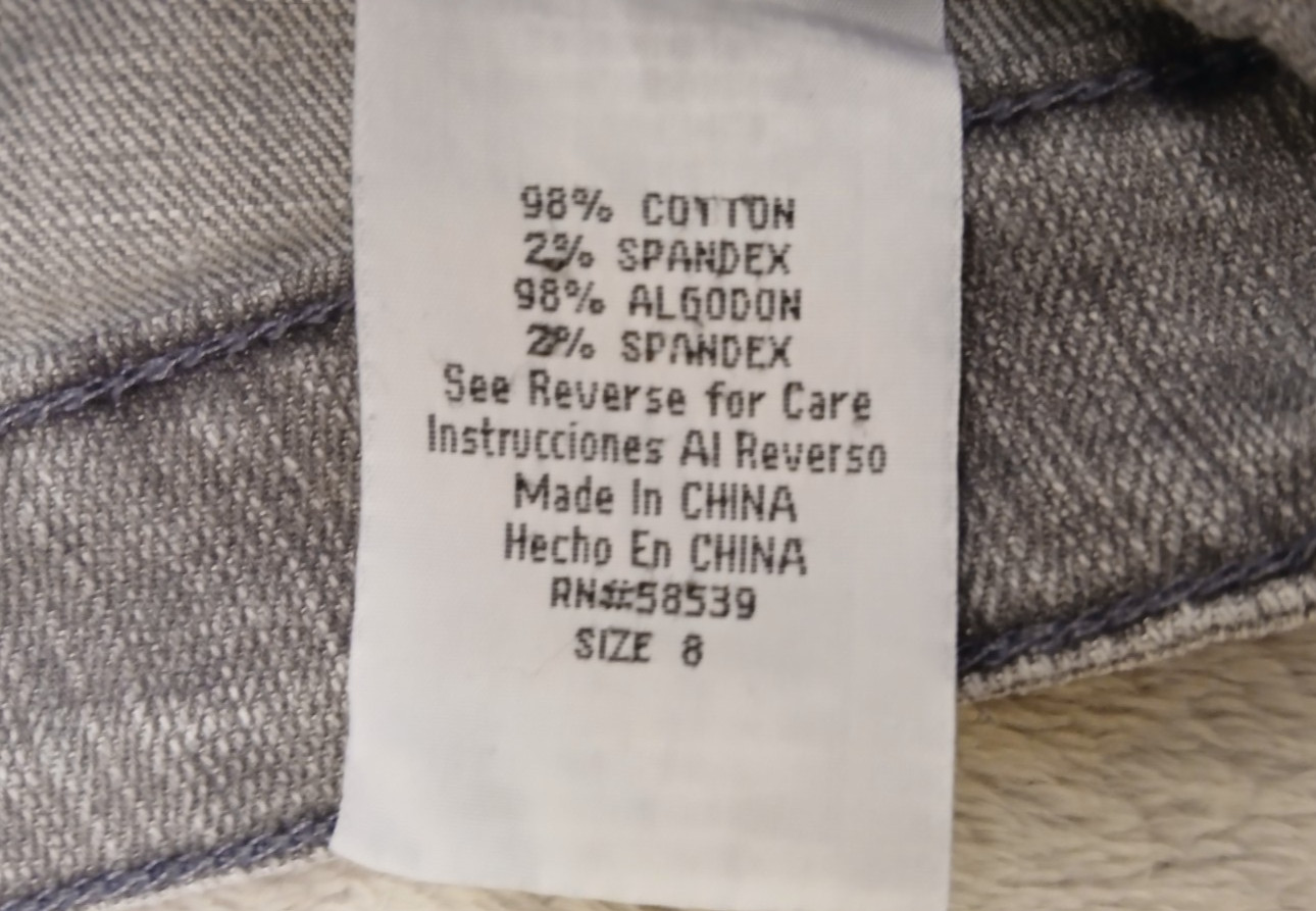 Common Genes Grey Straight Jeans size 8