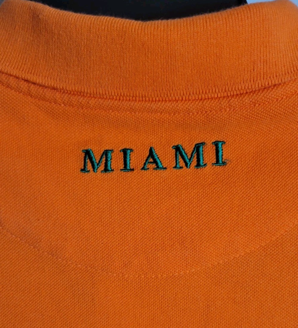 US Polo UM Miami Polo Shirt Size Large Embroidered Logo Orange Men’s #3 NCAA