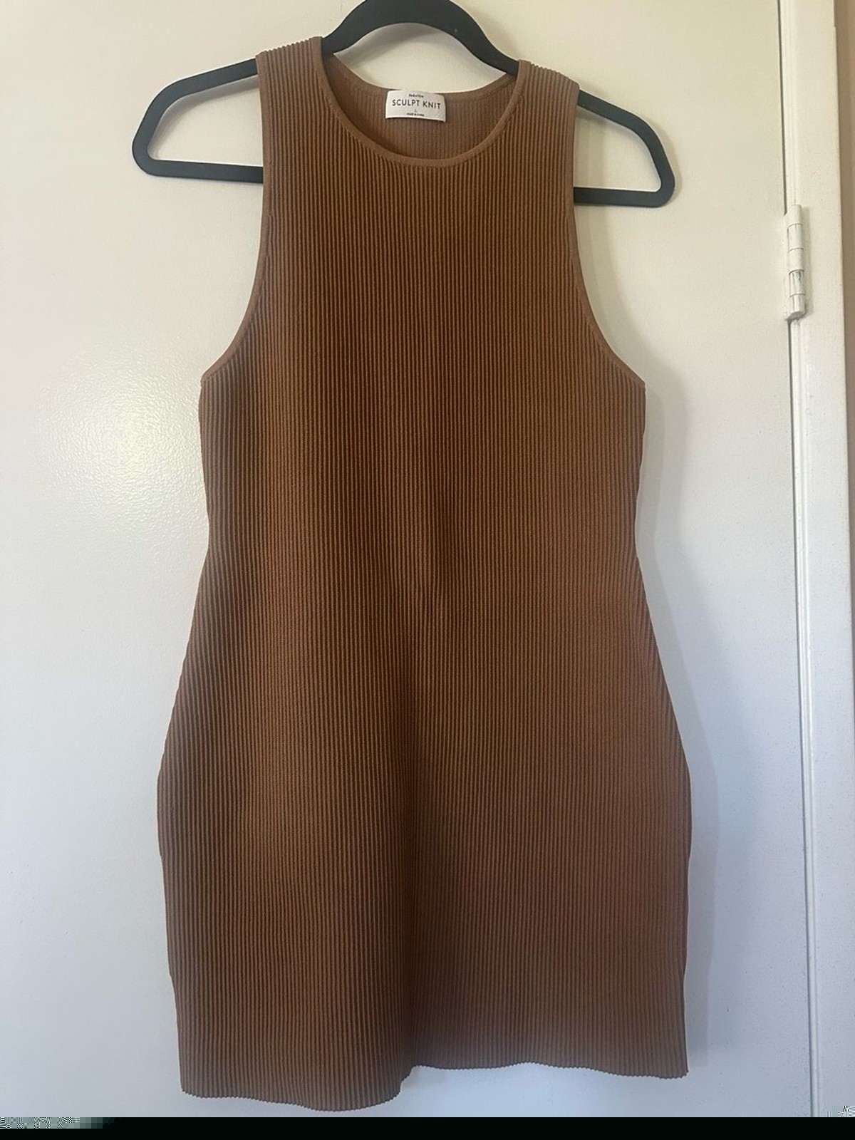 ARITZIA BABATON Sculpt Knit Ribbed Mini Dress Size L Racerback