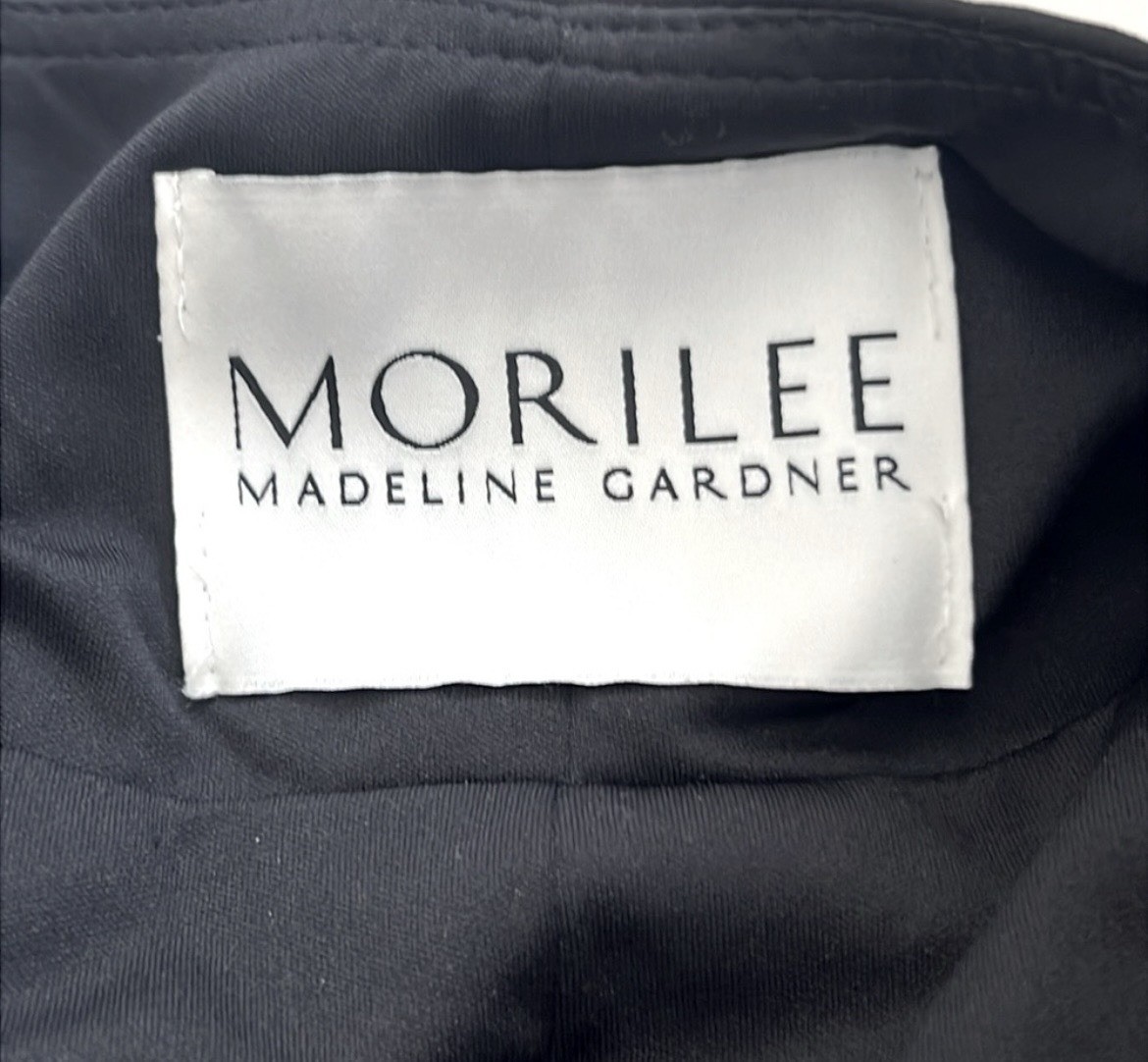 Mori Lee Madeline Gardner Chiffon Wrap Dress-Black NWT Size 8 MSRP $180