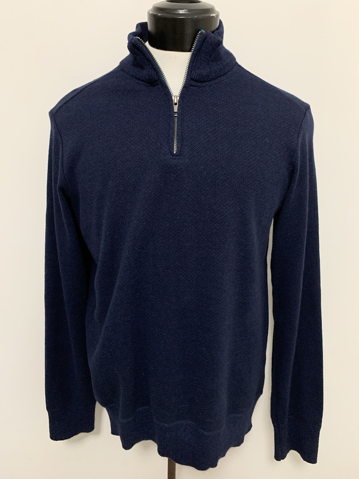 Robert Graham Zip-Collar Sweater – Size Medium Navy Cotton Blend EUC Classic