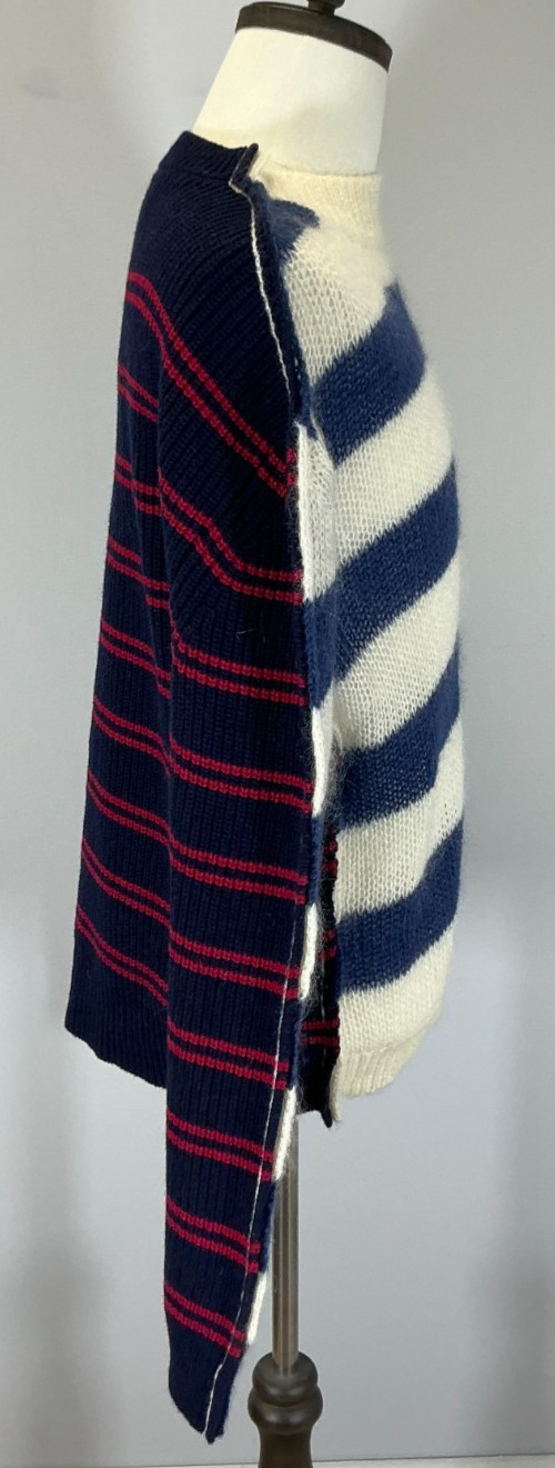 Marni Half-and-Half Men’s Size 46 IT Blue China Striped Sweater NWT